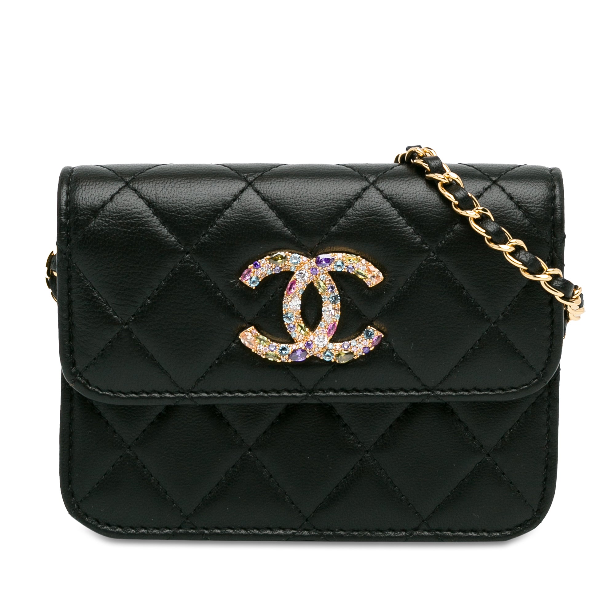 Chanel Lambskin Zirconium Clutch With Chain - image 1