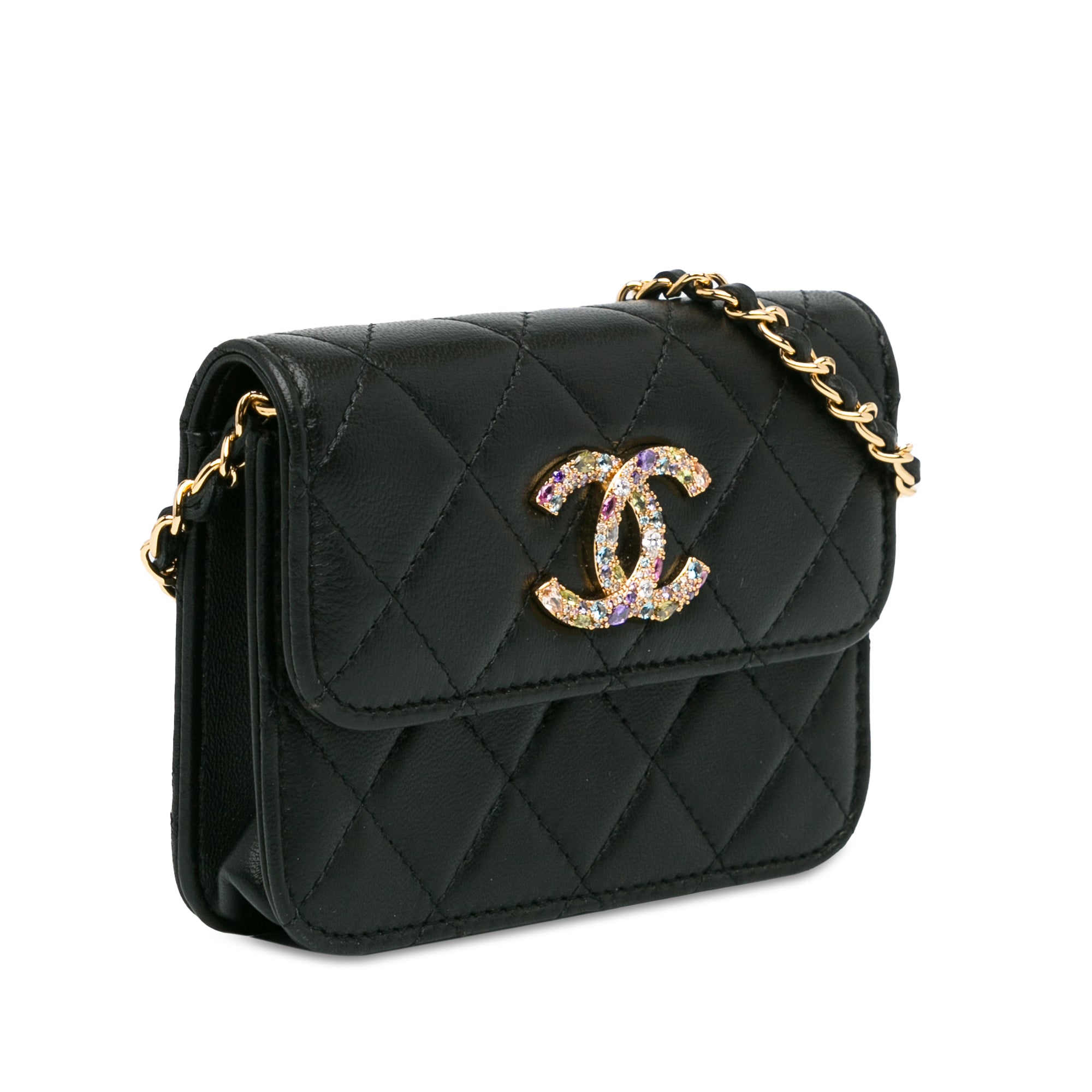 Chanel Lambskin Zirconium Clutch With Chain - image 2