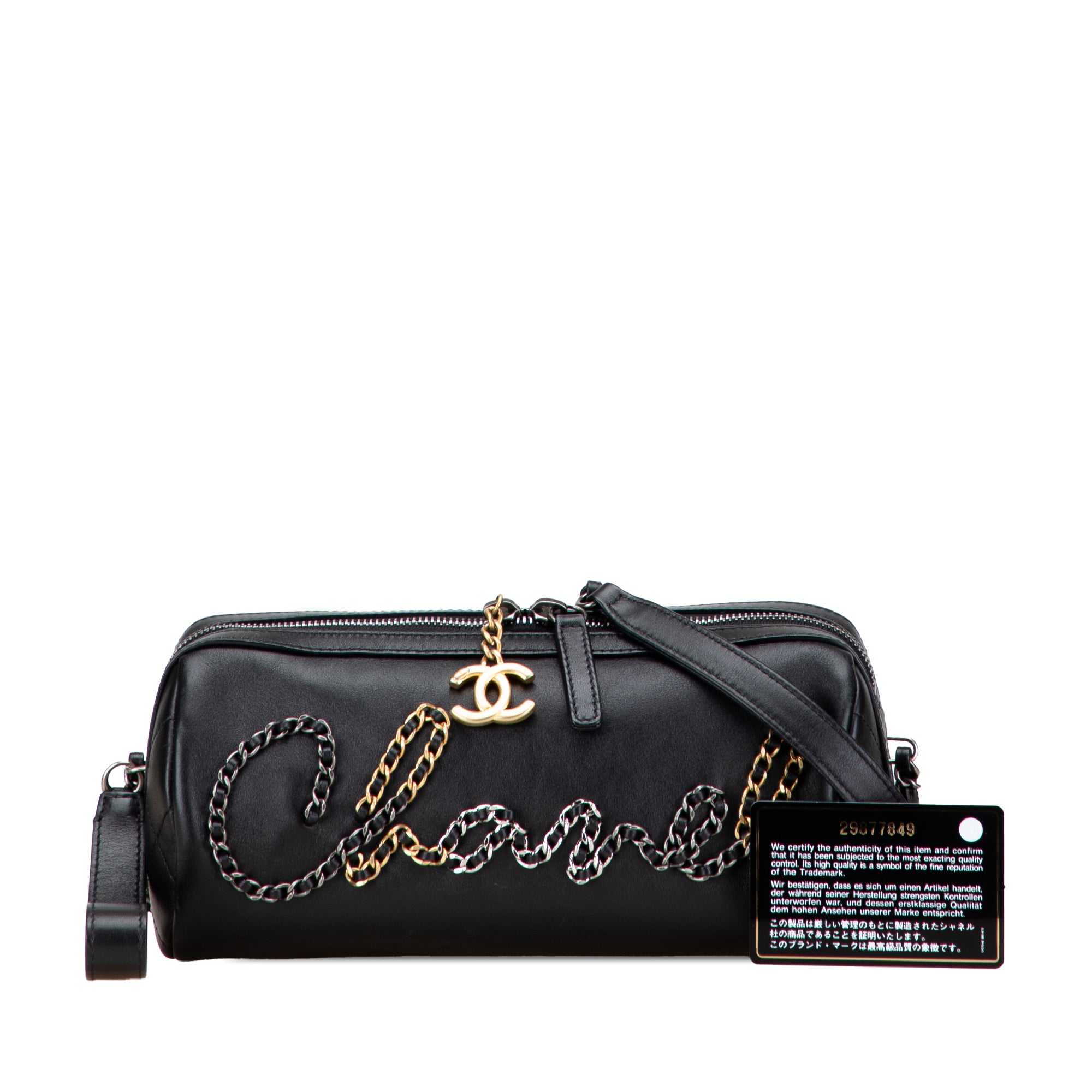 Chanel Calfskin Signature Chain Signe Bowling Bag - image 10