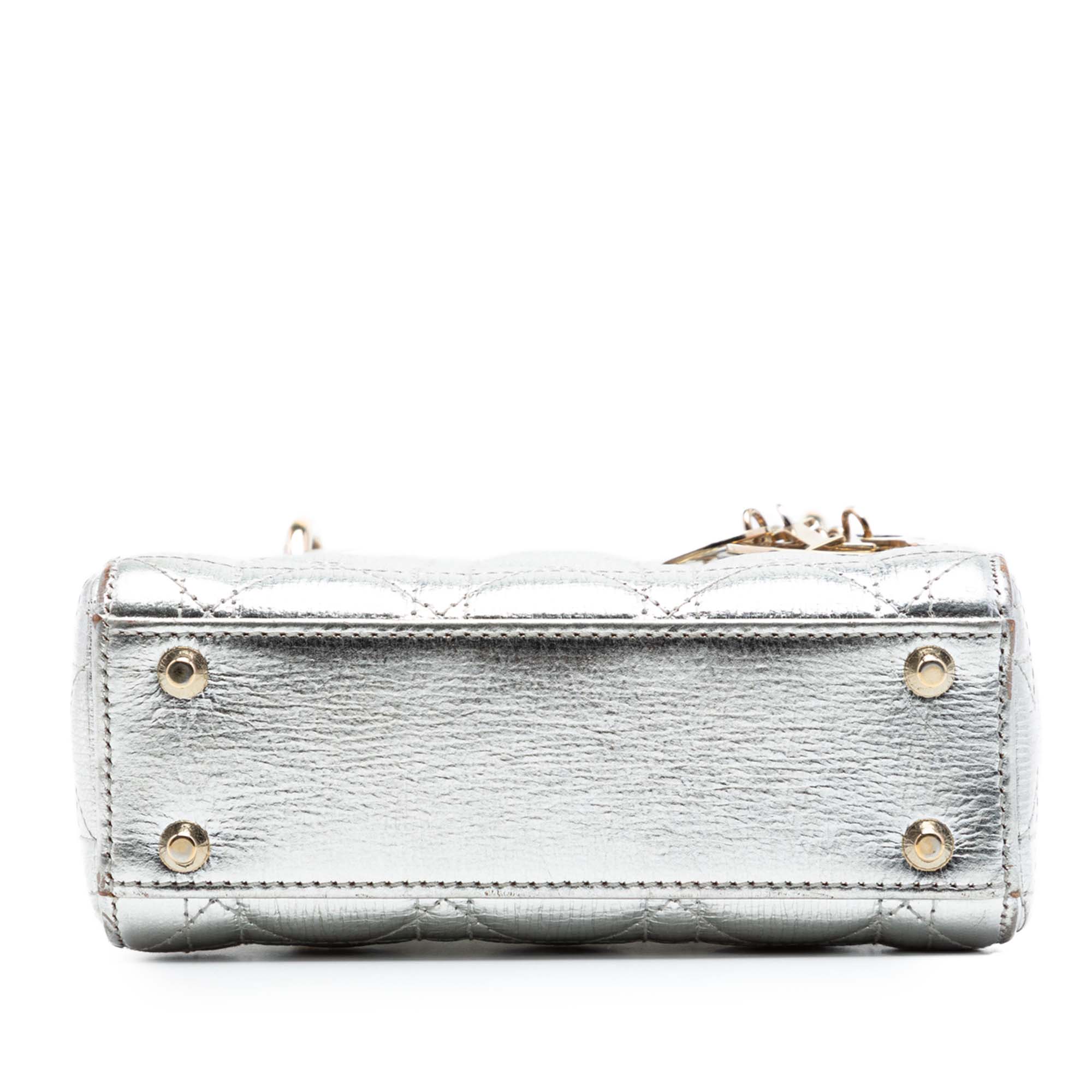 Dior Mini Metallic Crinkled Calfskin Cannage Lady Dior - image 3