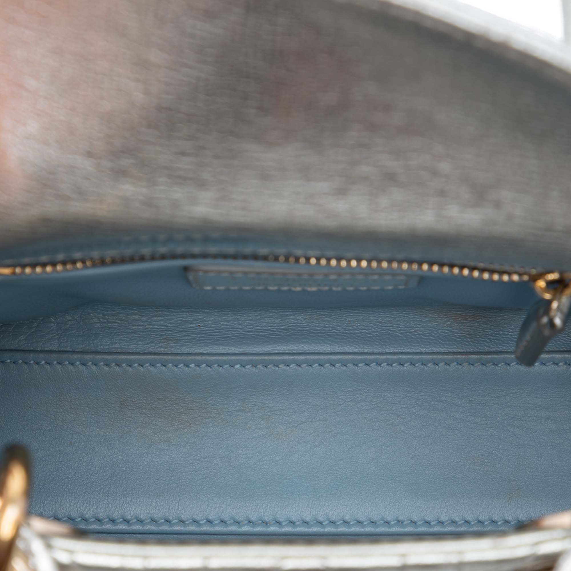 Dior Mini Metallic Crinkled Calfskin Cannage Lady Dior - image 4