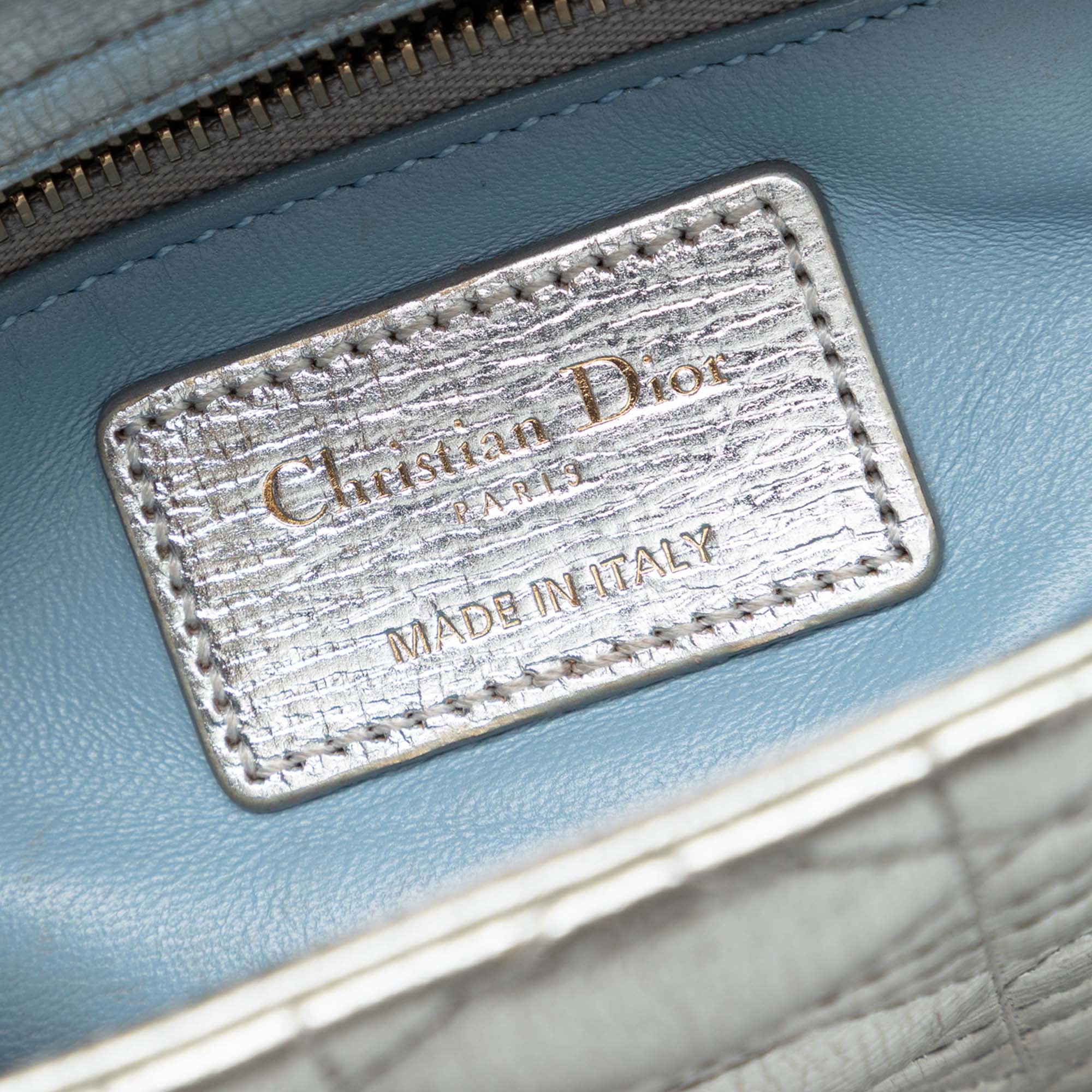 Dior Mini Metallic Crinkled Calfskin Cannage Lady Dior - image 5