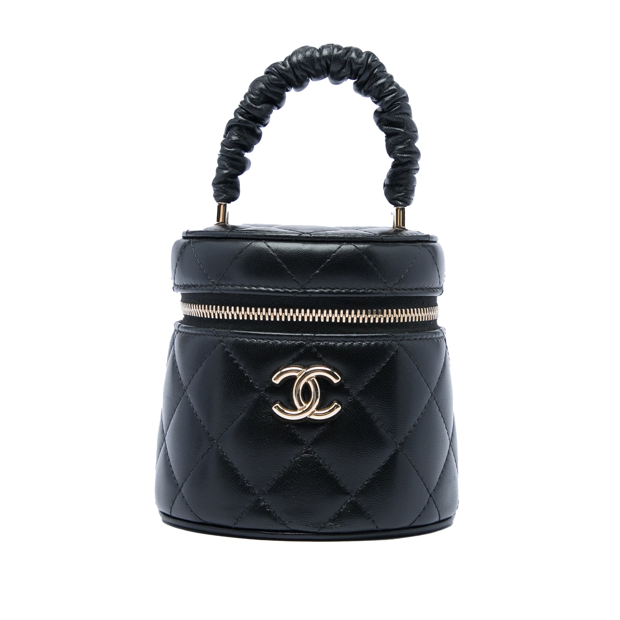 Chanel Mini Quilted Lambskin Ruched Handle Vanity Case - image 1