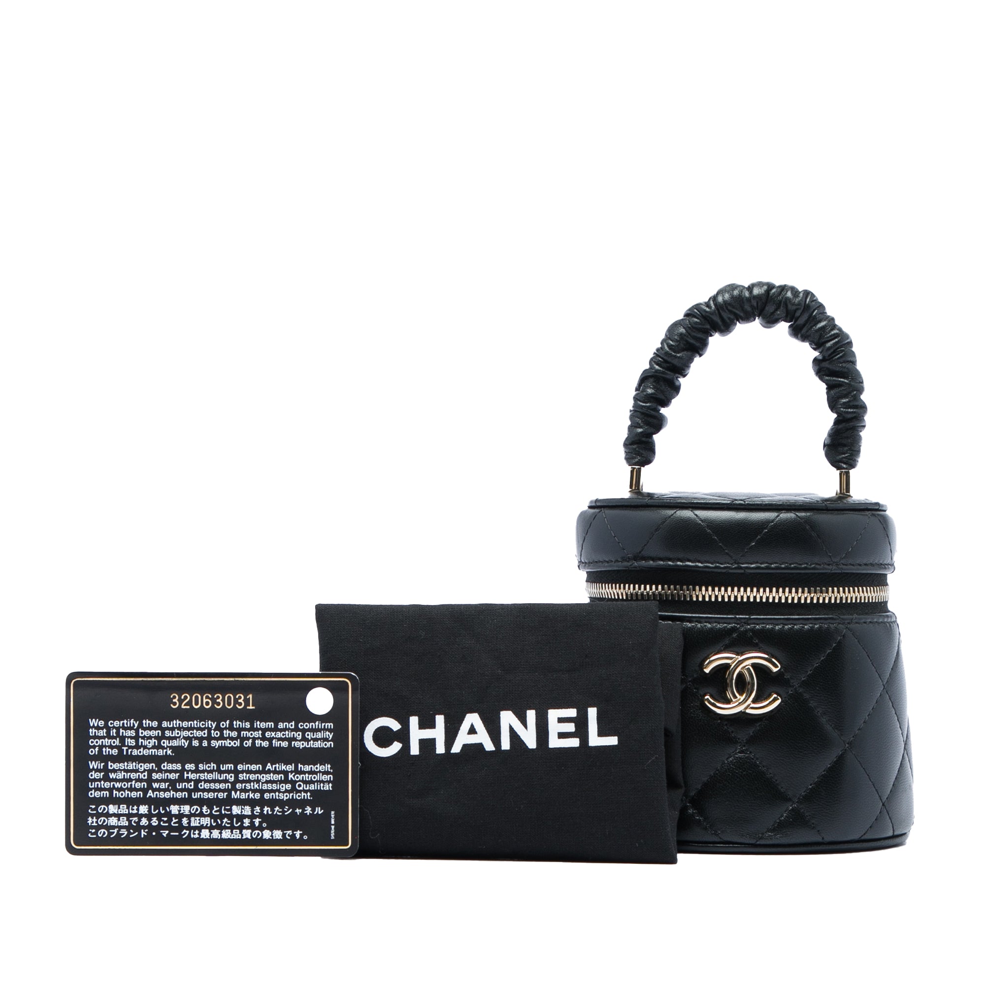 Chanel Mini Quilted Lambskin Ruched Handle Vanity Case - image 6