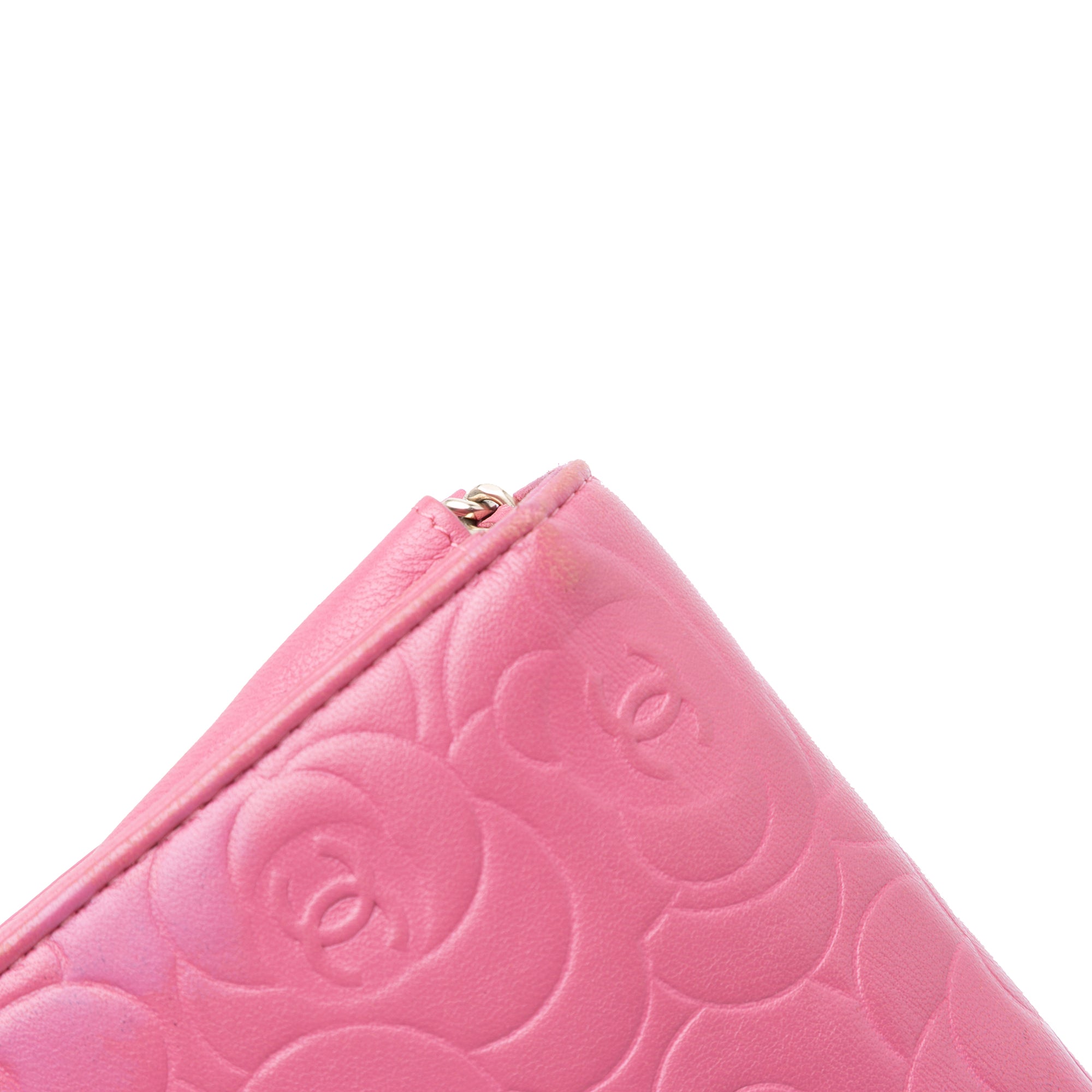 Chanel CC Embossed Lambskin Camellia Wallet On Chain - image 10
