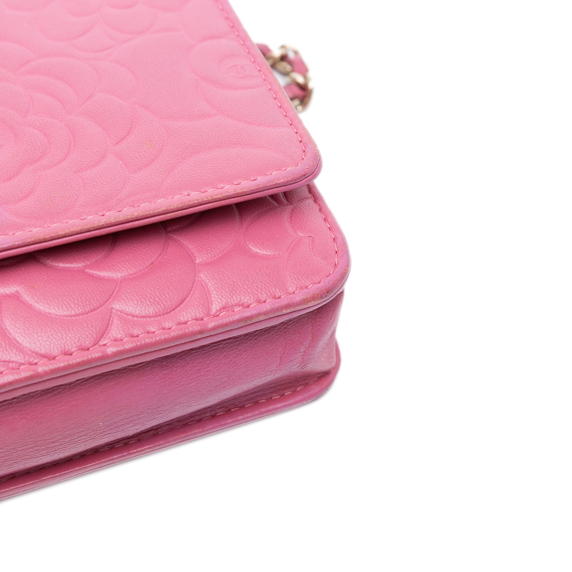 Chanel CC Embossed Lambskin Camellia Wallet On Chain - image 9