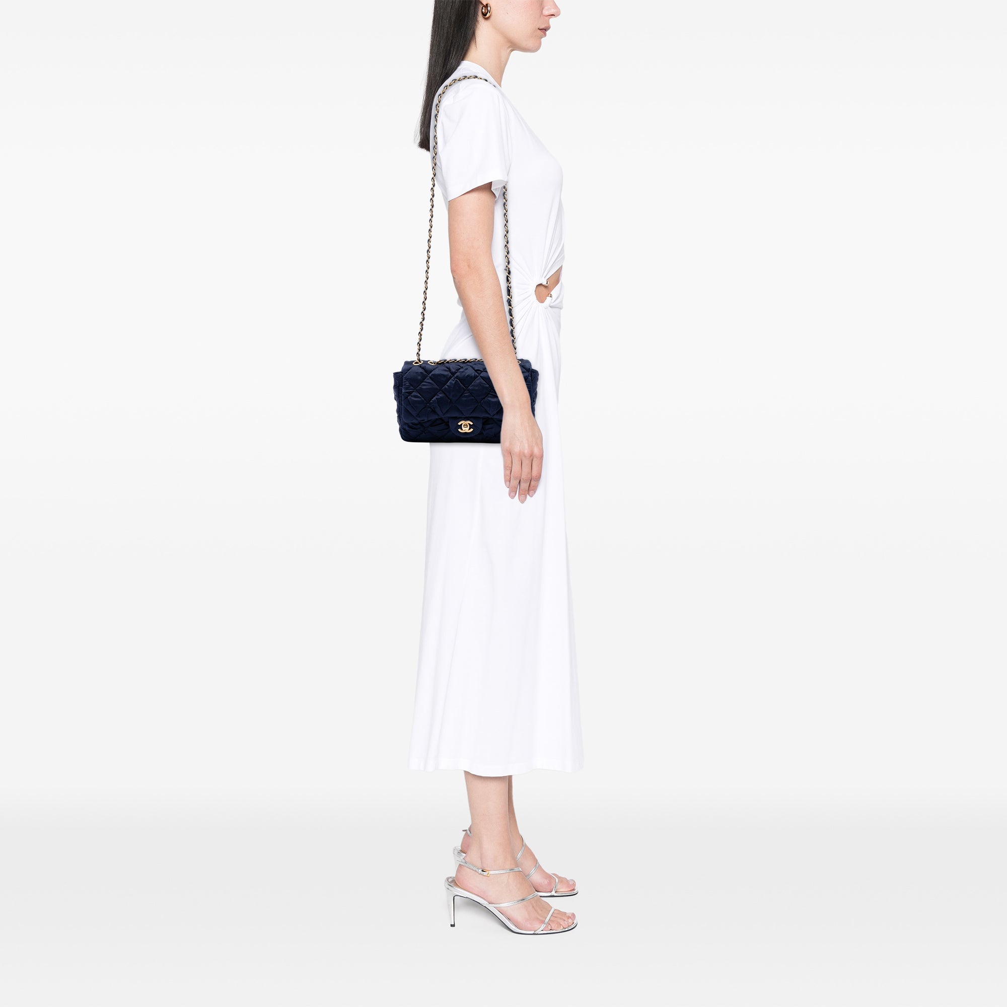 Chanel Medium Crumpled Satin Single Flap - image 7