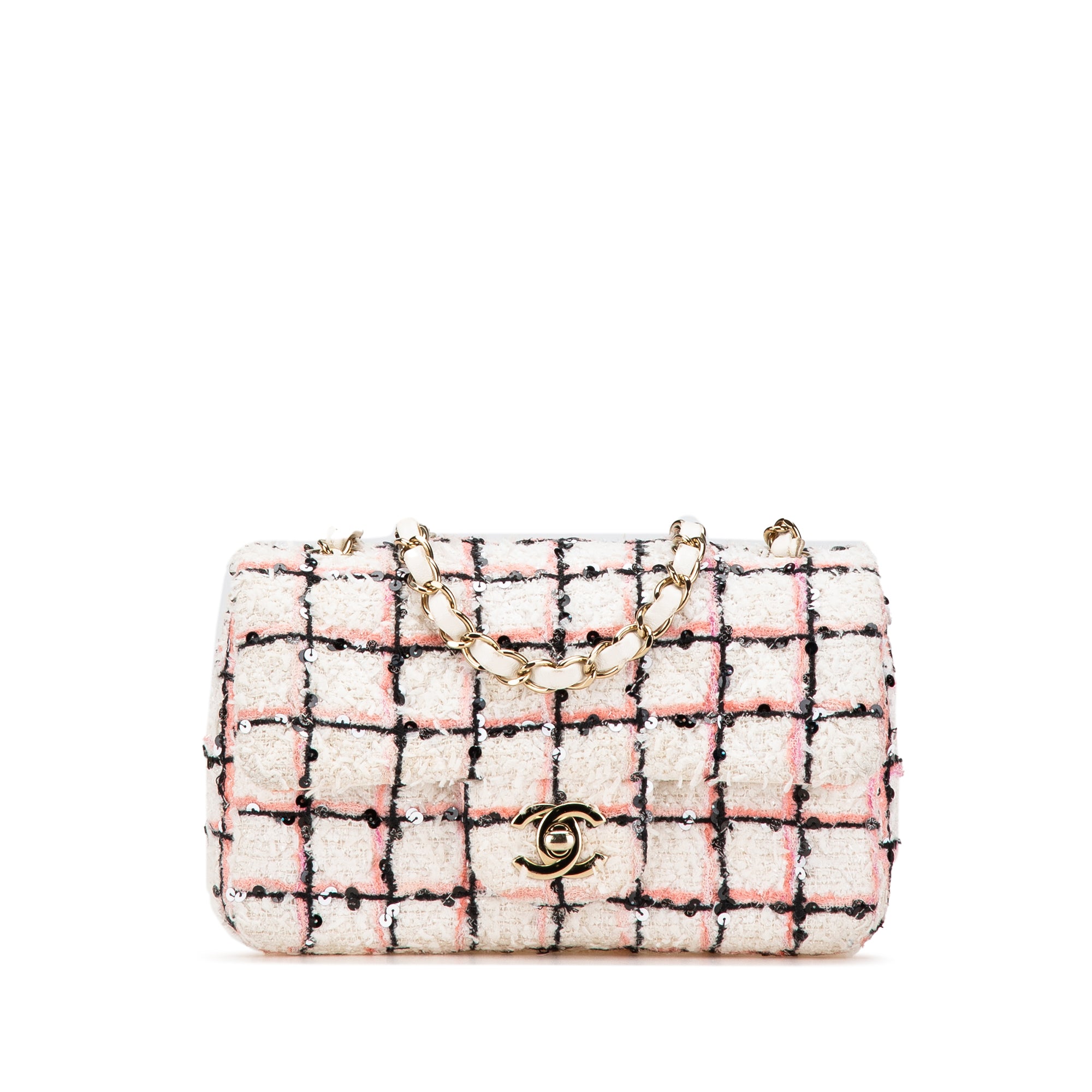 Chanel Mini Rectangular Tweed Sequin Single Flap - image 1