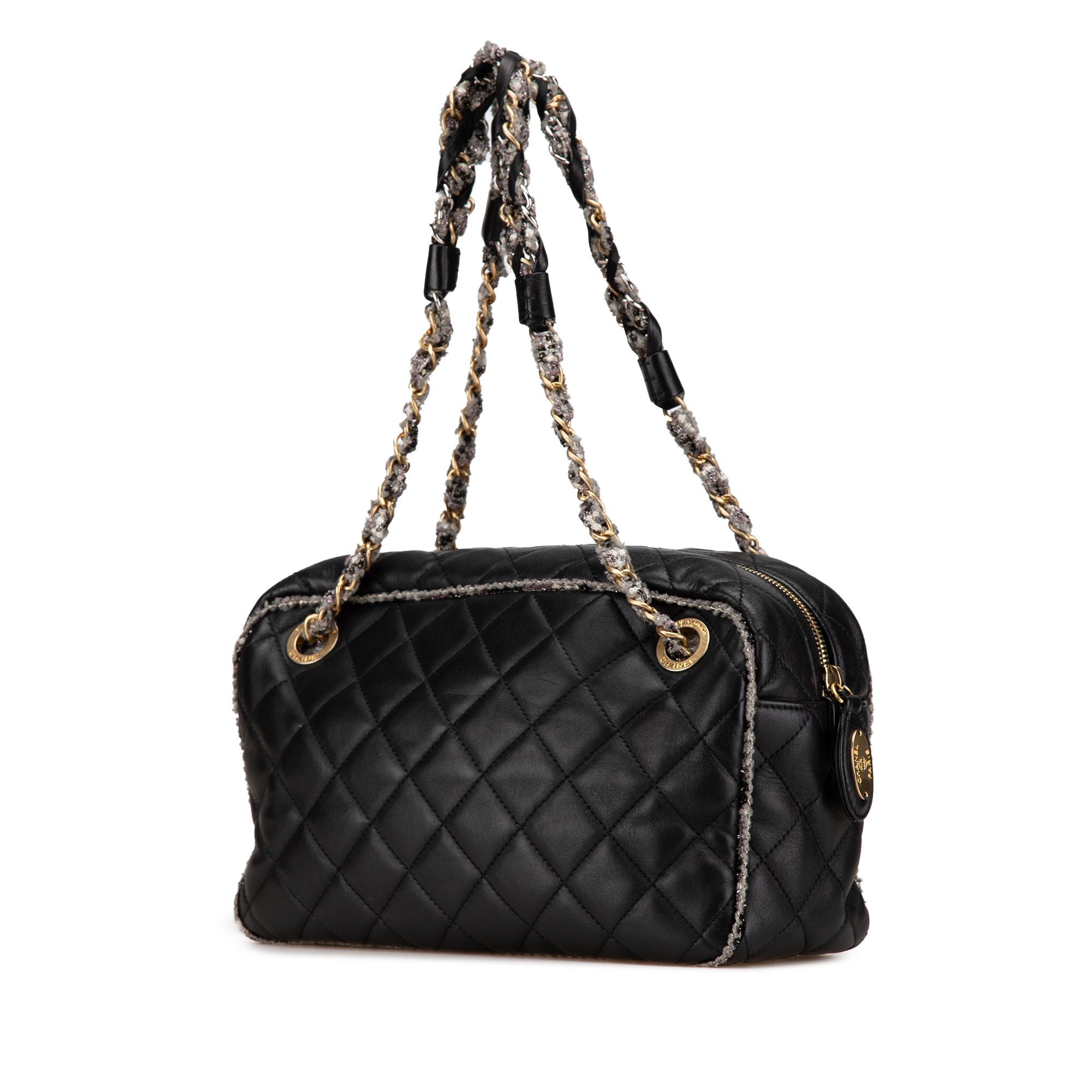 Chanel CC Quilted Lambskin Tweedy Bowler Bag - image 2