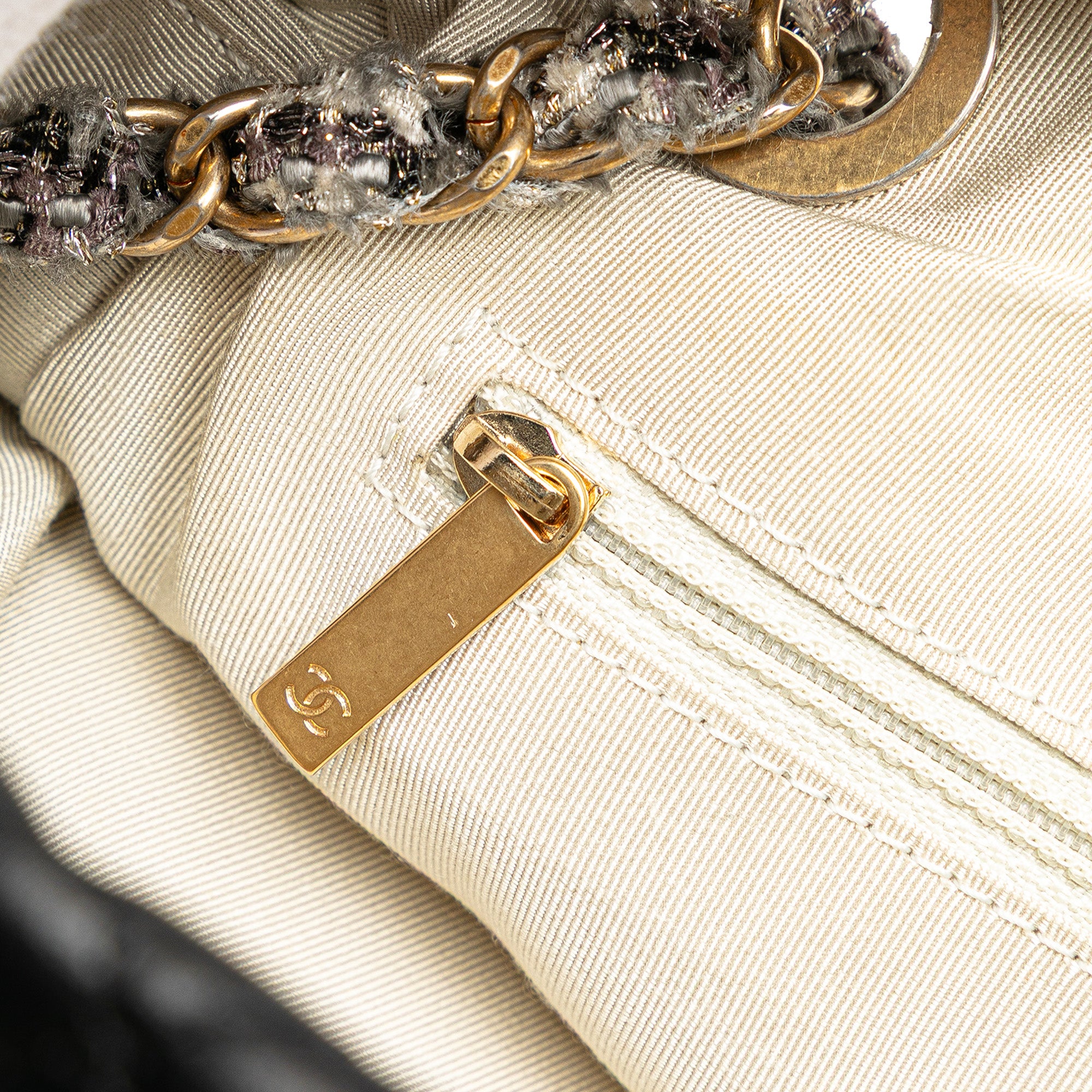 Chanel CC Quilted Lambskin Tweedy Bowler Bag - image 7