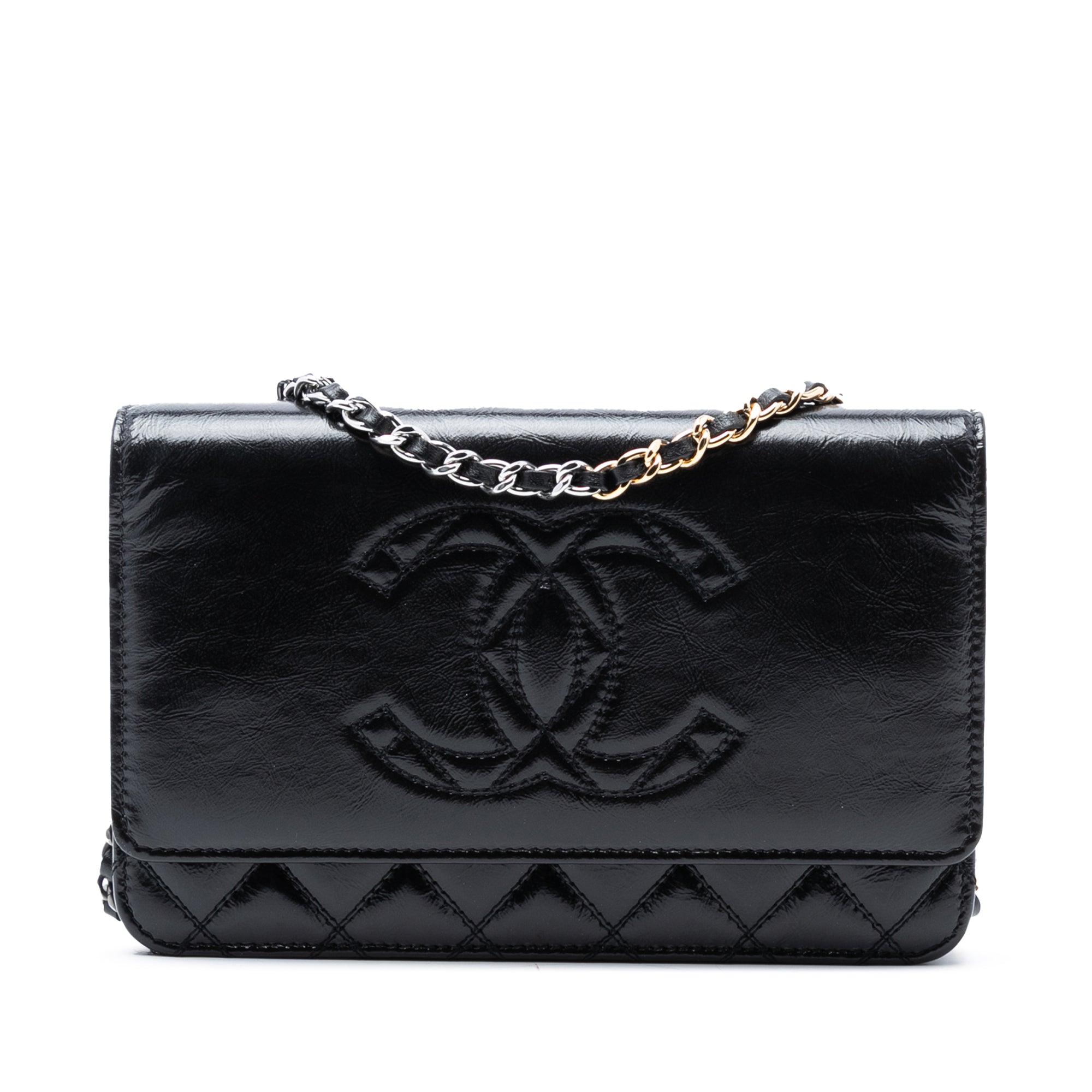 Chanel CC Shiny Aged Calfskin Wallet On Chain - image 1