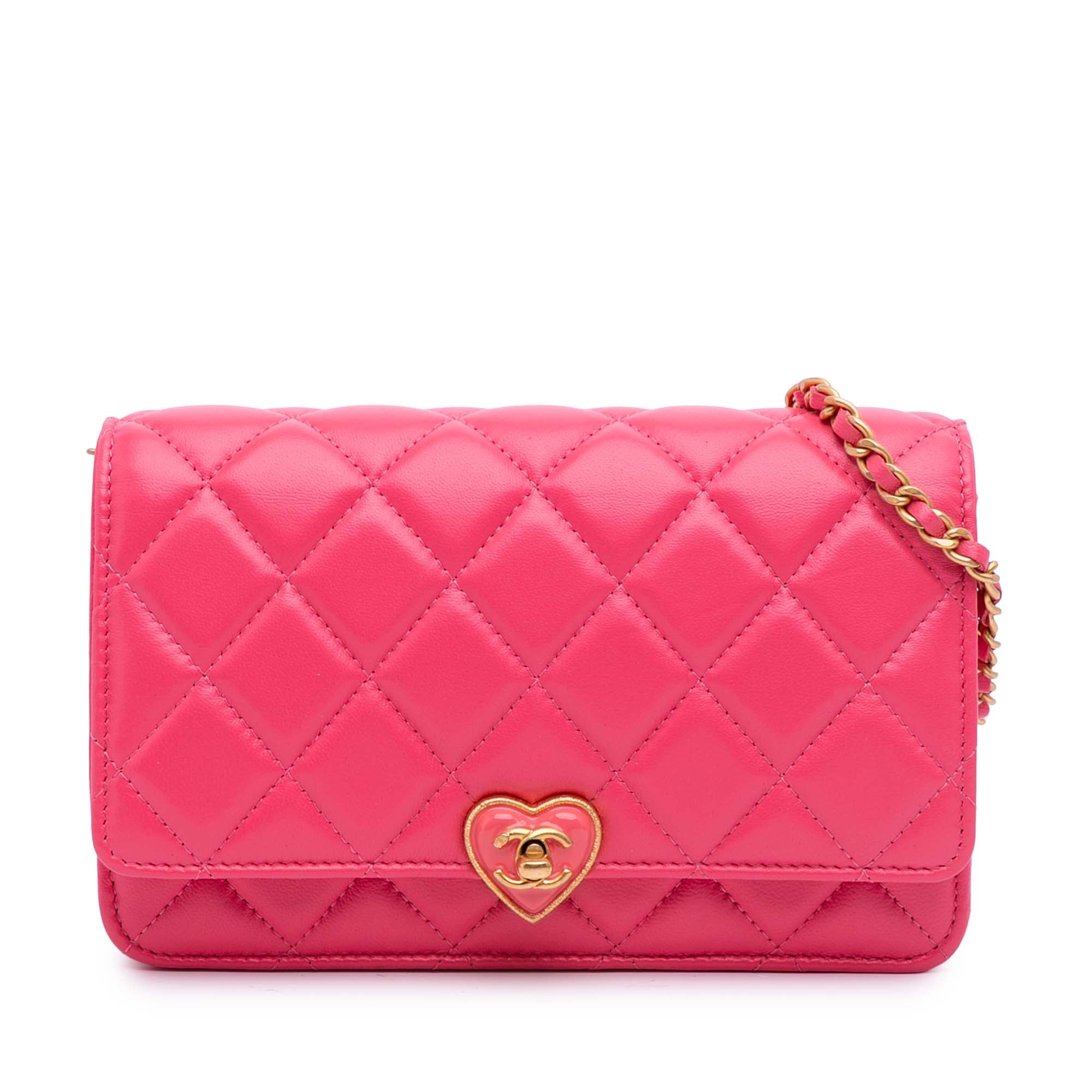 Chanel Quilted Lambskin Acrylic Coco Love Wallet on Chain - image 1