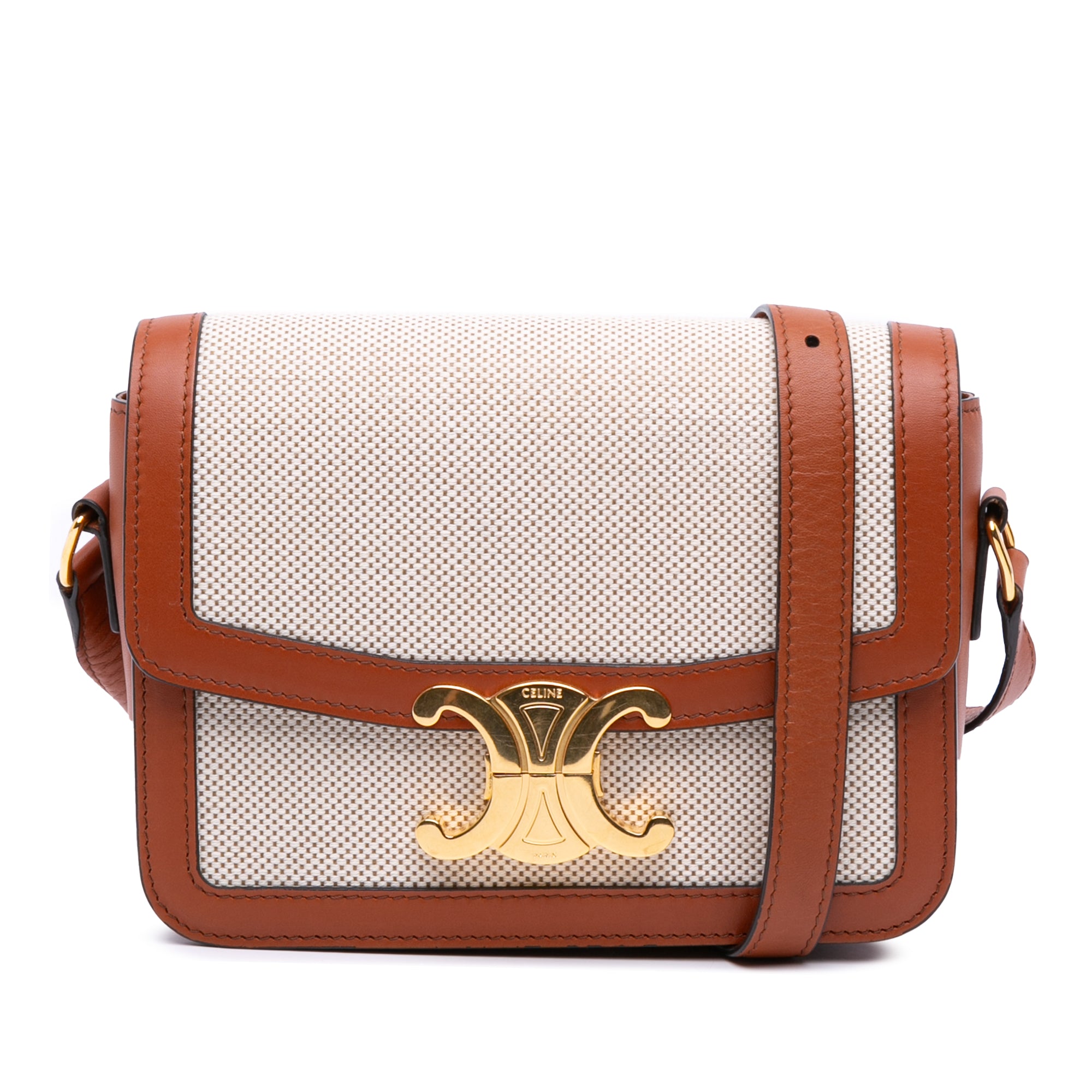 Celine Teen Canvas and Calfskin Triomphe Crossbody - image 1