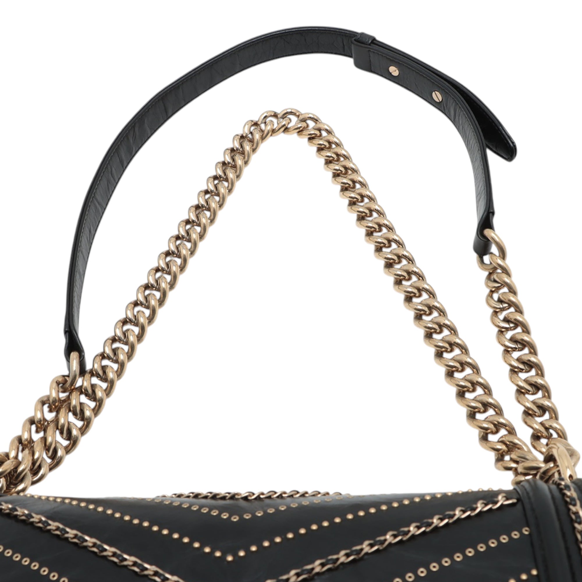 Chanel Old Medium Chevron Crumpled Calfskin Embellished Boy Flap - image 10