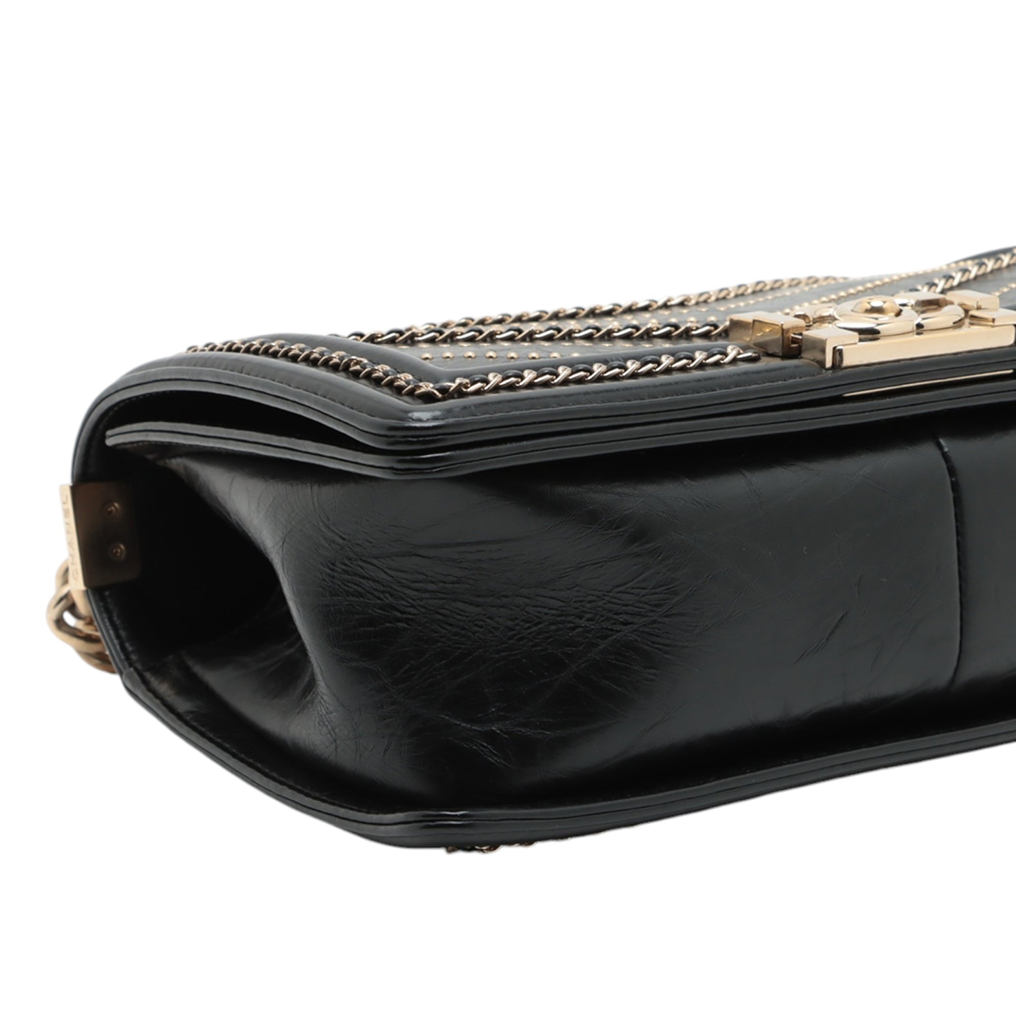 Chanel Old Medium Chevron Crumpled Calfskin Embellished Boy Flap - image 7