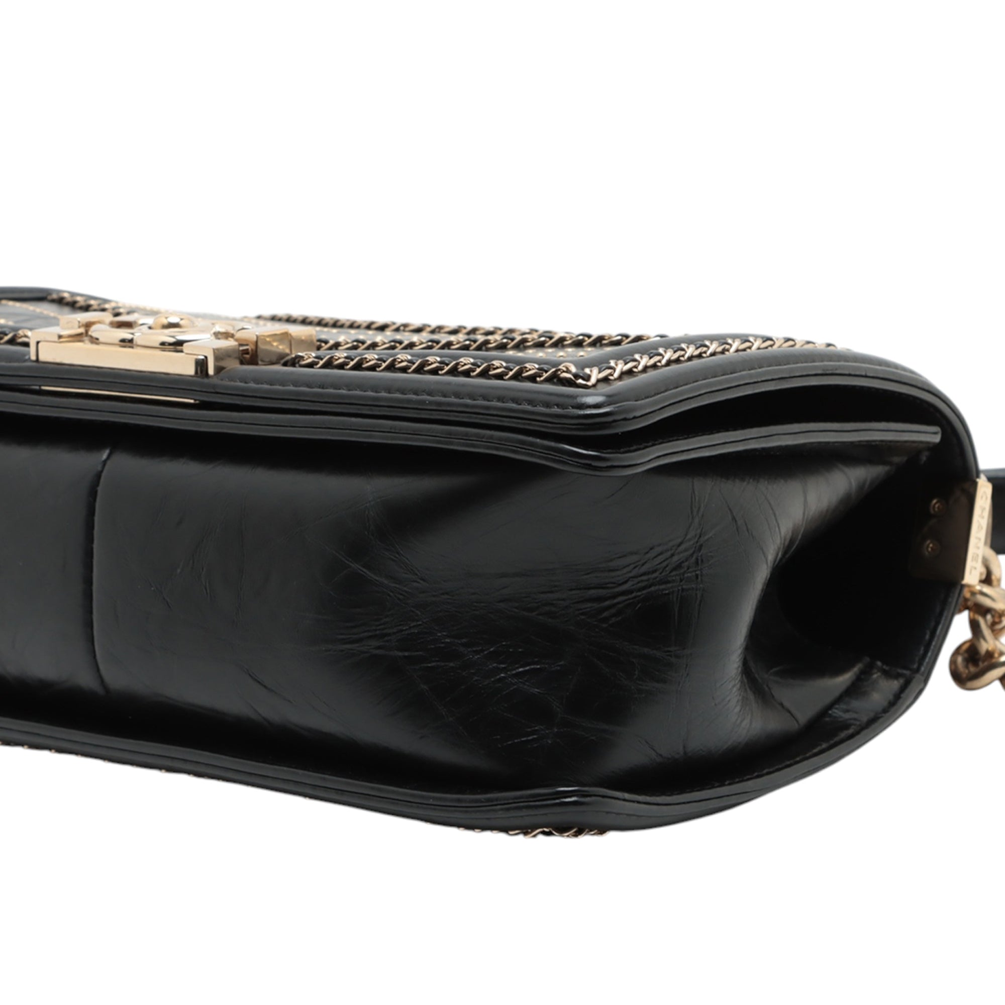 Chanel Old Medium Chevron Crumpled Calfskin Embellished Boy Flap - image 8