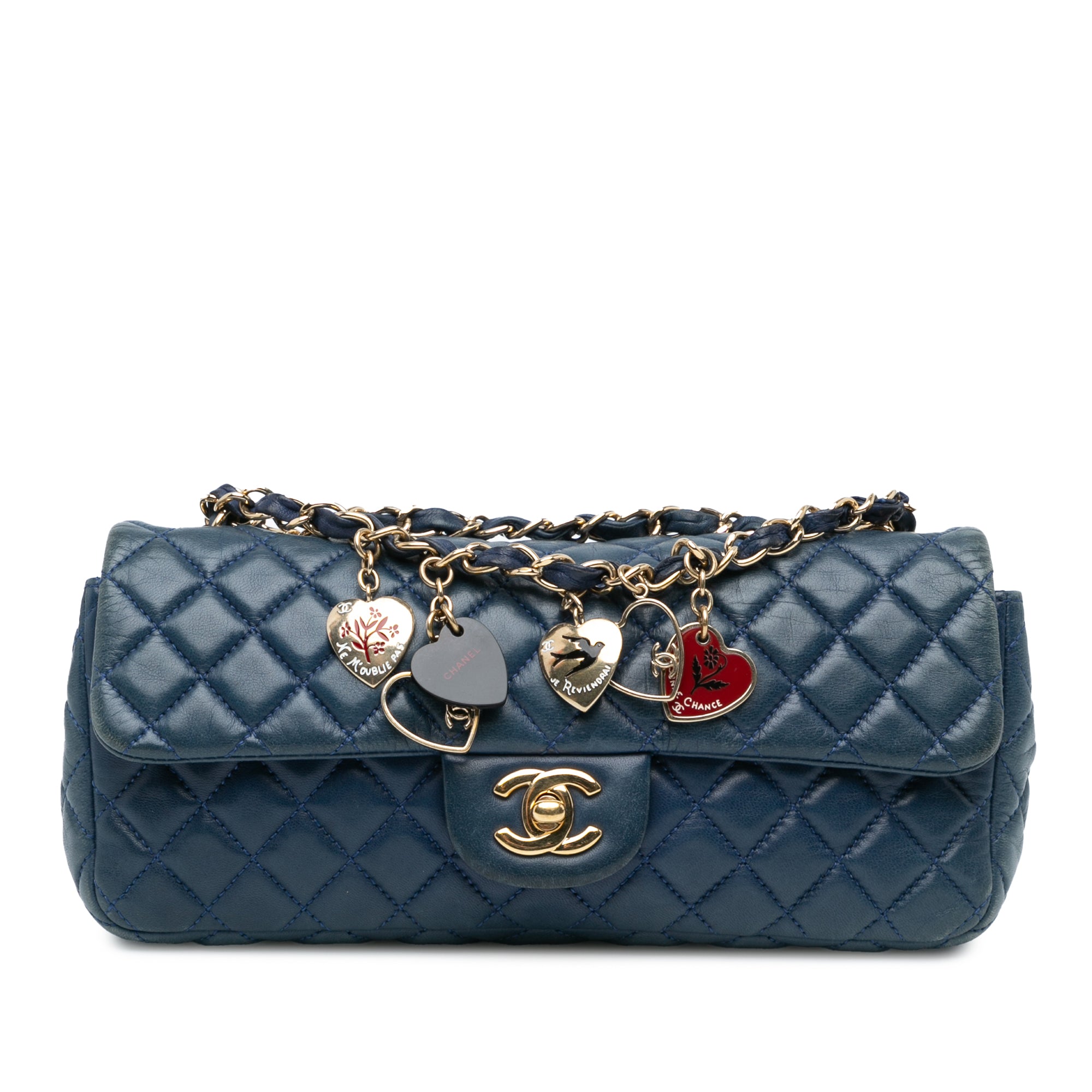 Chanel Quilted Lambskin Valentine Heart Charms East West Flap - image 1