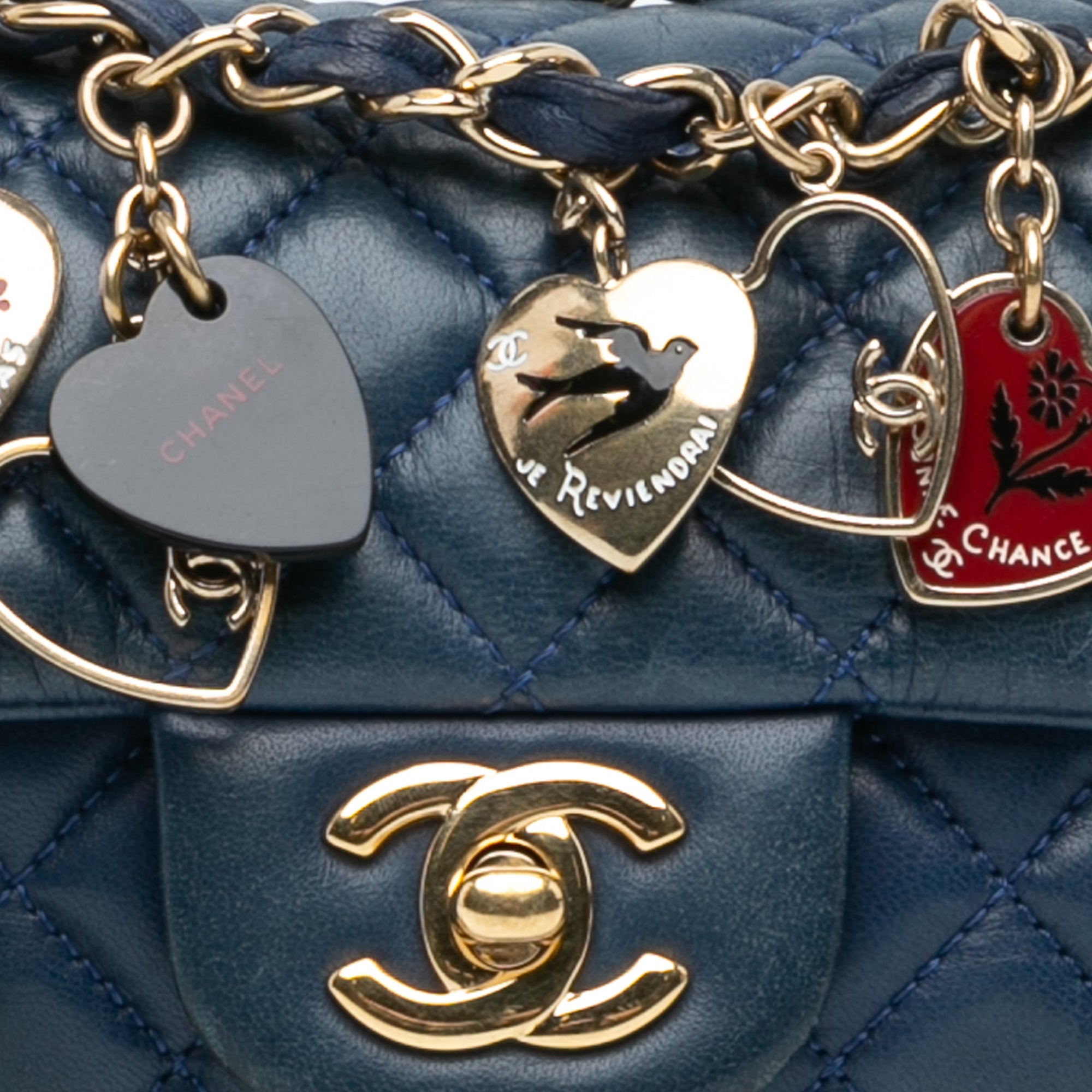 Chanel Quilted Lambskin Valentine Heart Charms East West Flap - image 6