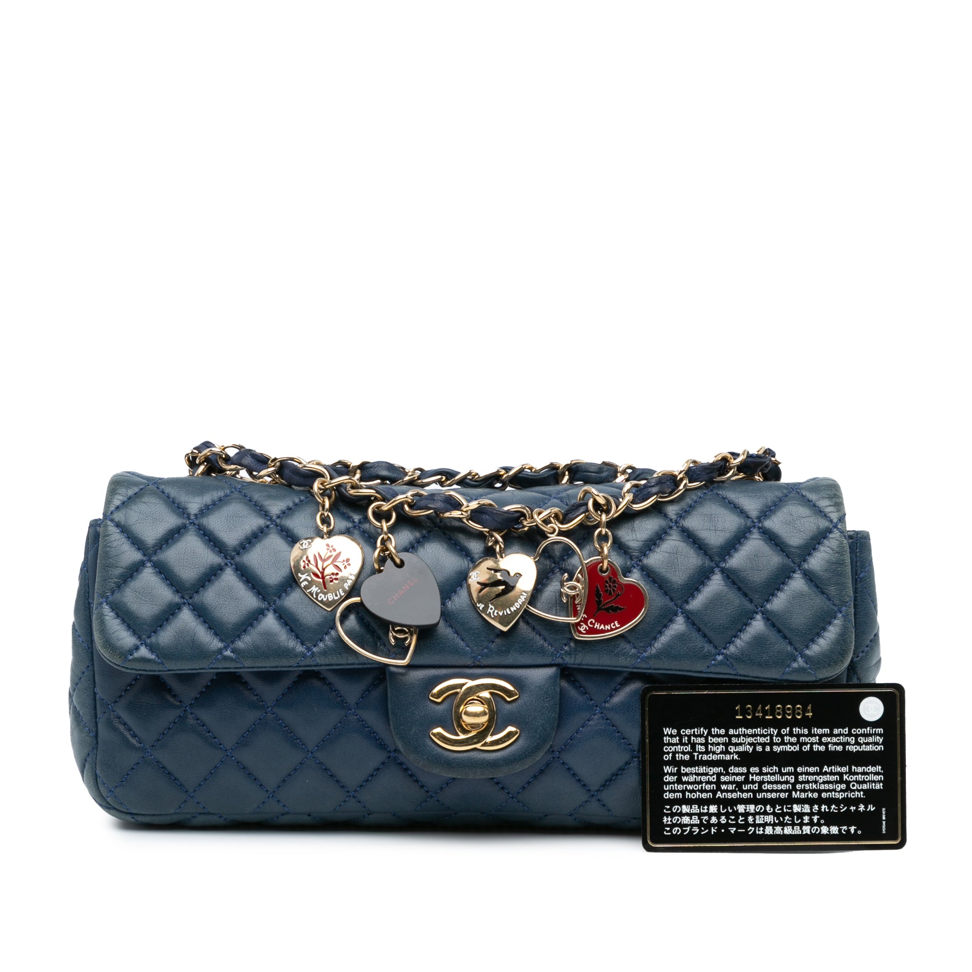 Chanel Quilted Lambskin Valentine Heart Charms East West Flap - image 9