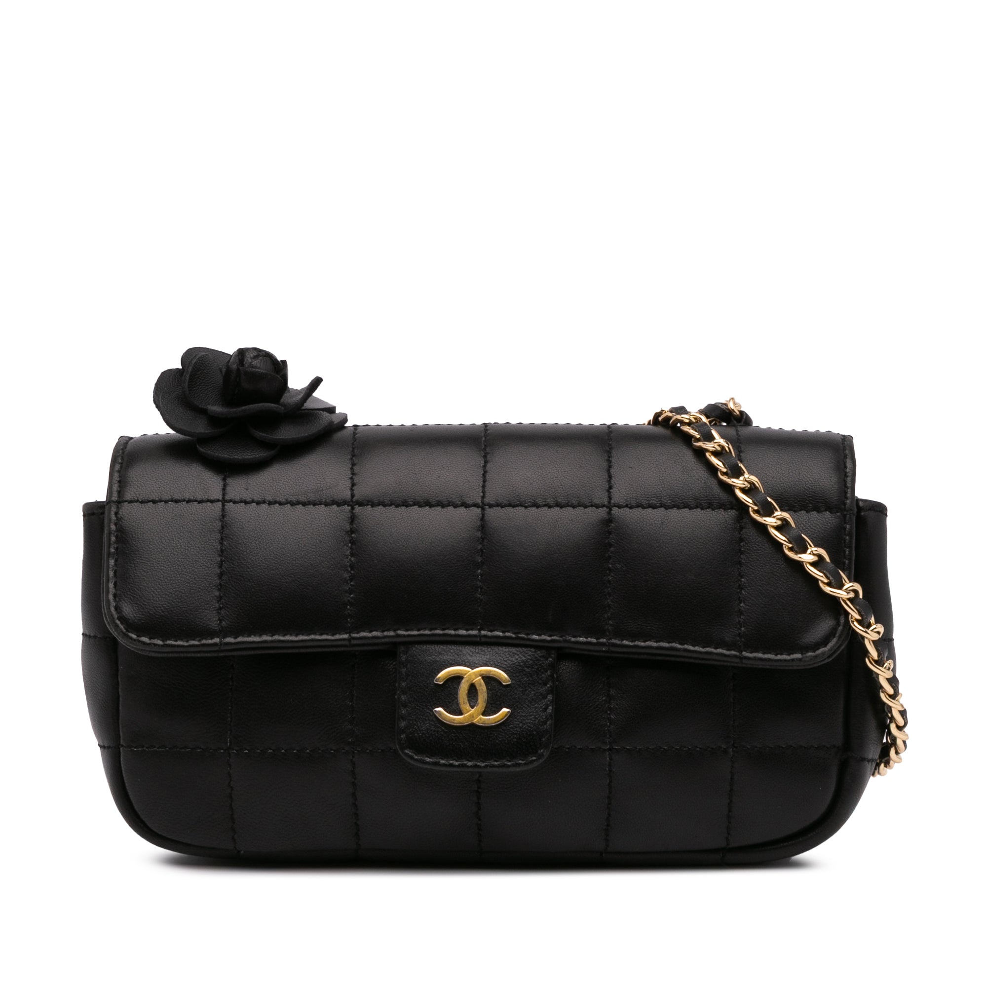 Chanel Extra Mini Camellia Choco Bar Lambskin Flap - image 1