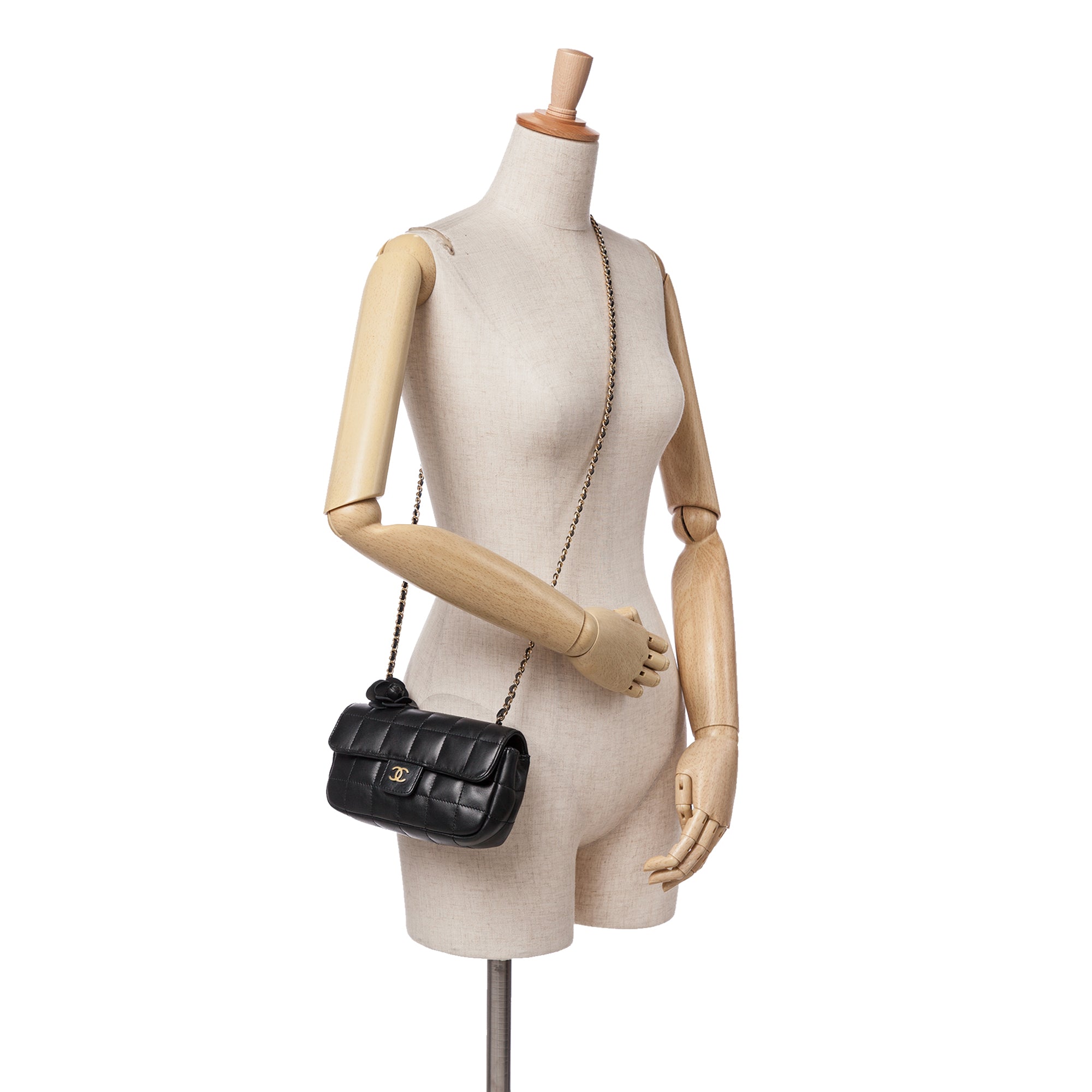 Chanel Extra Mini Camellia Choco Bar Lambskin Flap - image 10