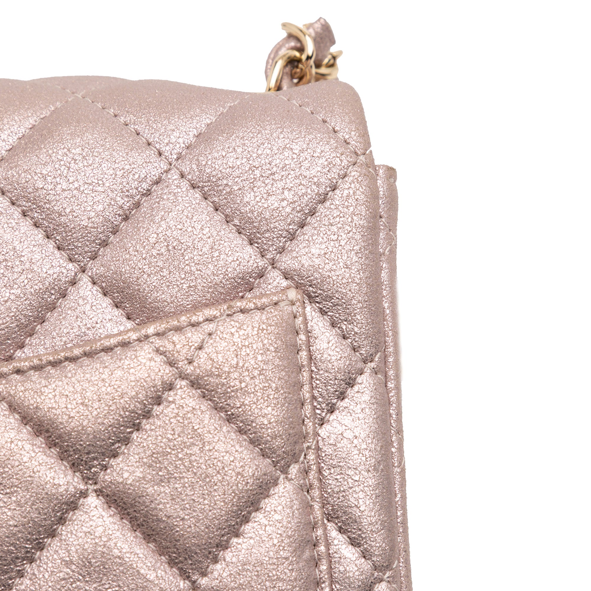 Chanel Mini Square Classic Metallic Lambskin Single Flap - image 10