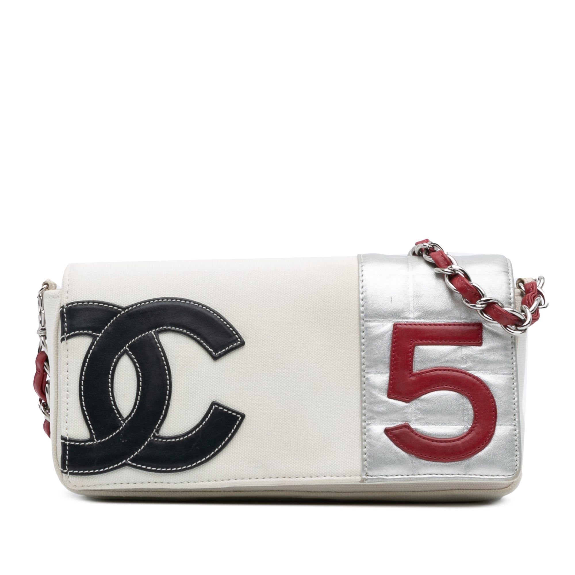 Chanel CC Canvas and Metallic Lambskin No. 5 Chain Flap - image 1