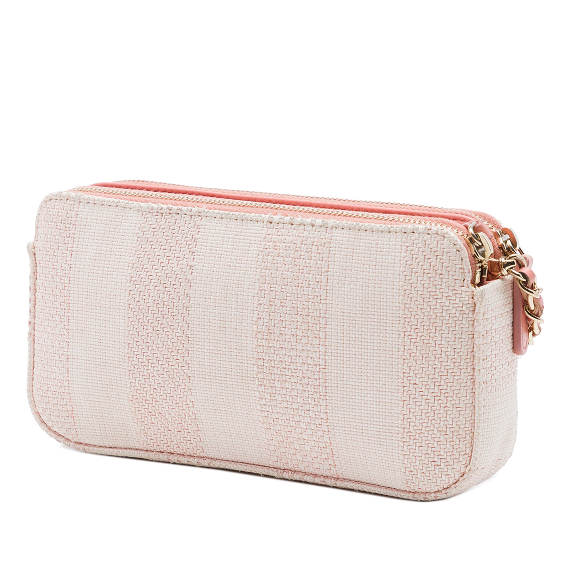 Chanel Raffia Deauville Double Zip Clutch with Chain - image 2
