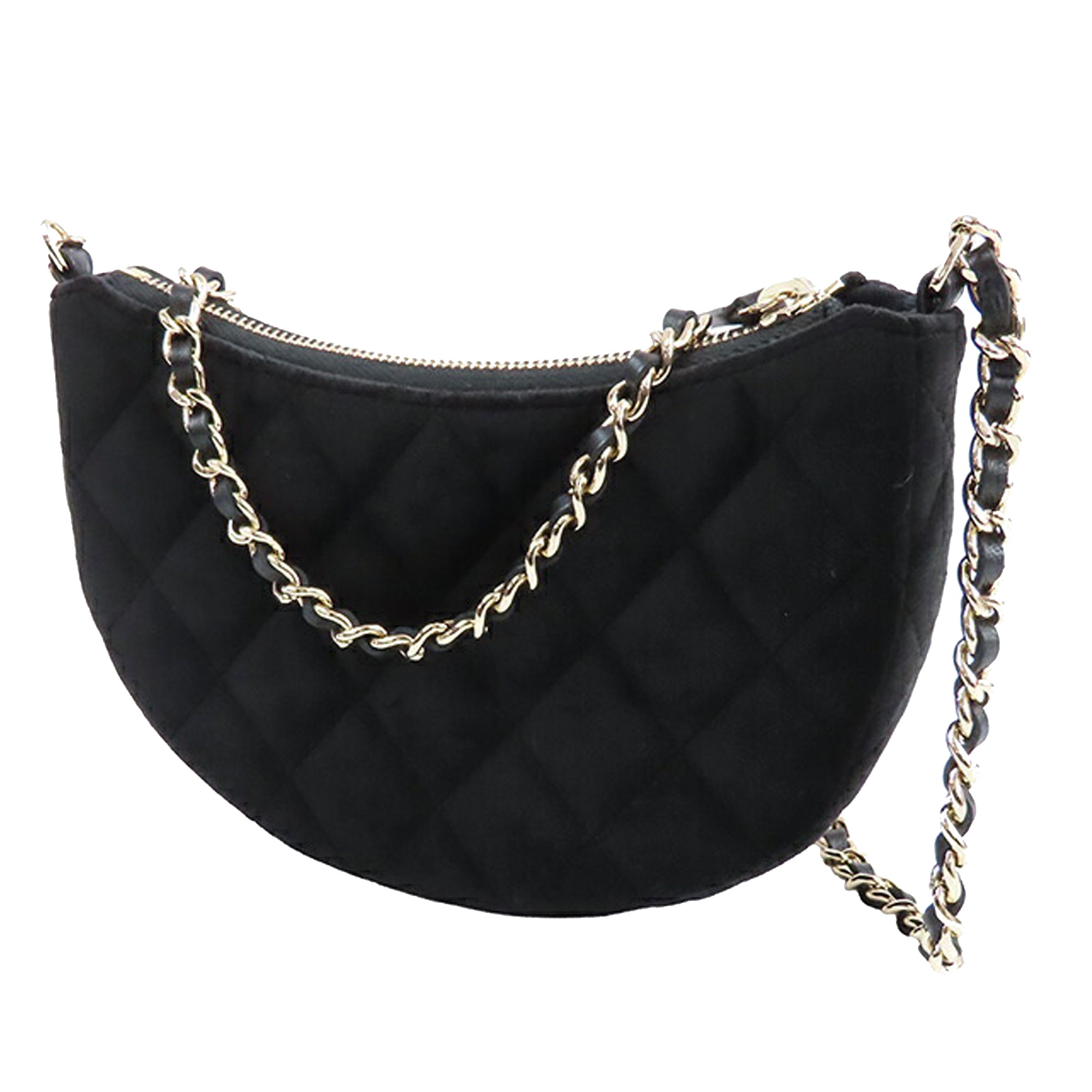 Chanel CC Quilted Velour Half Moon Chain Crossbody - image 2