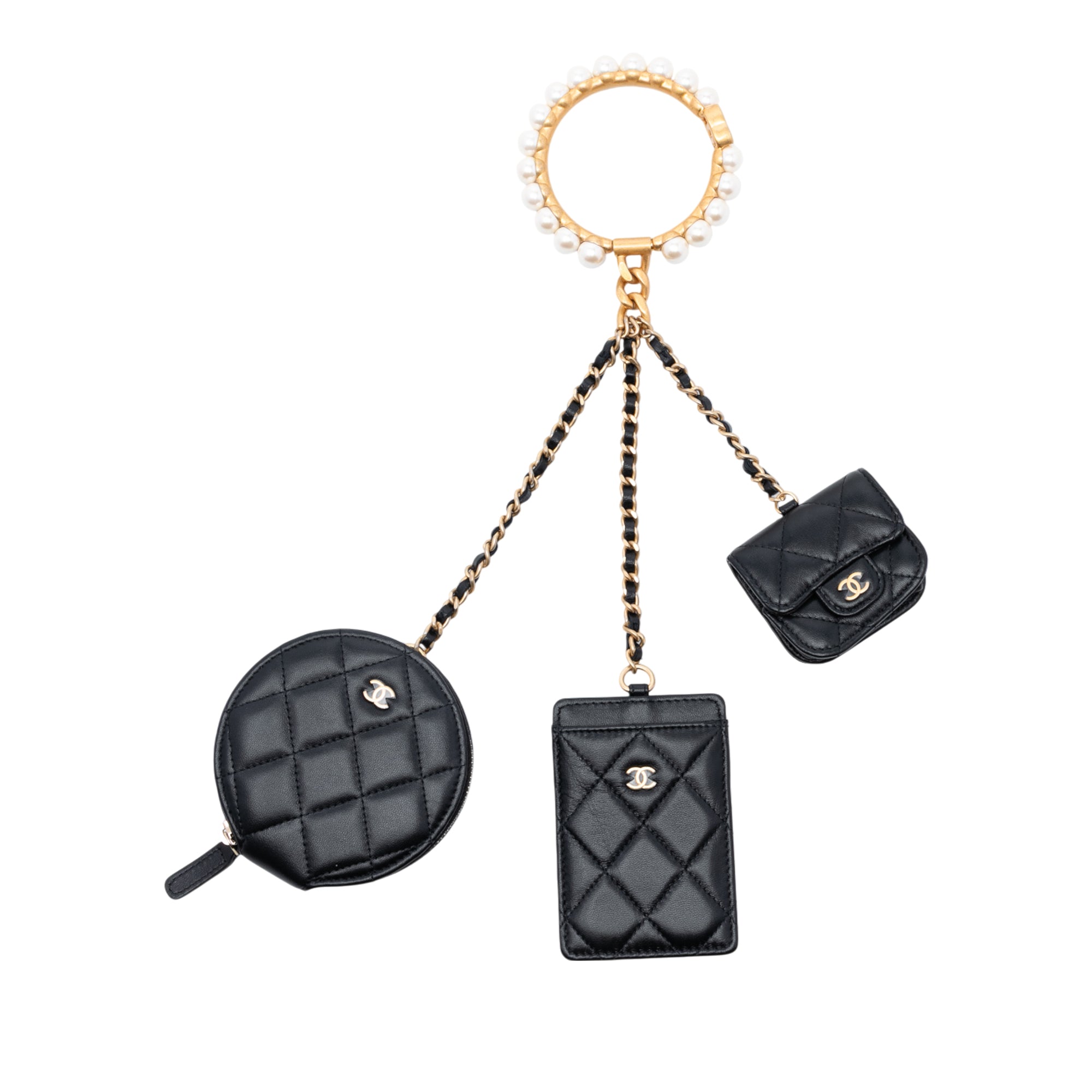 Chanel Quilted Lambskin Pearl Crown CC Wristlet Multi Pouches - image 1