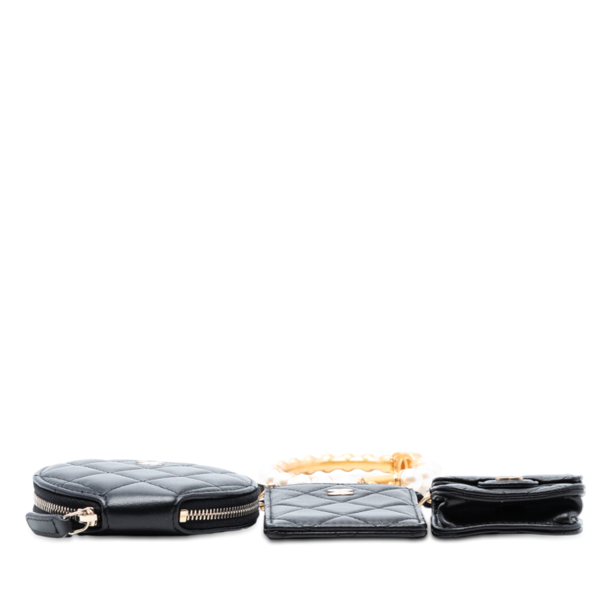 Chanel Quilted Lambskin Pearl Crown CC Wristlet Multi Pouches - image 3