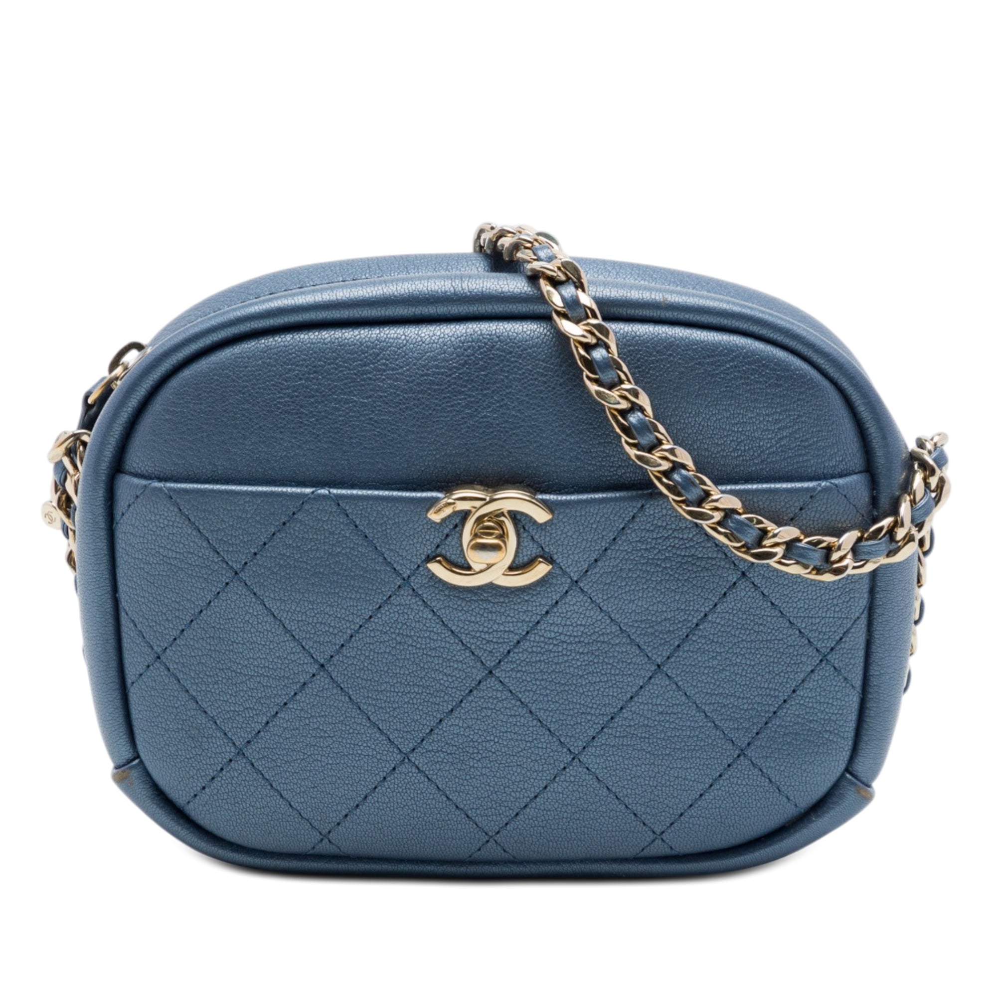 Chanel Small Quilted Metallic Goatskin Casual Trip Camera Bag - image 1