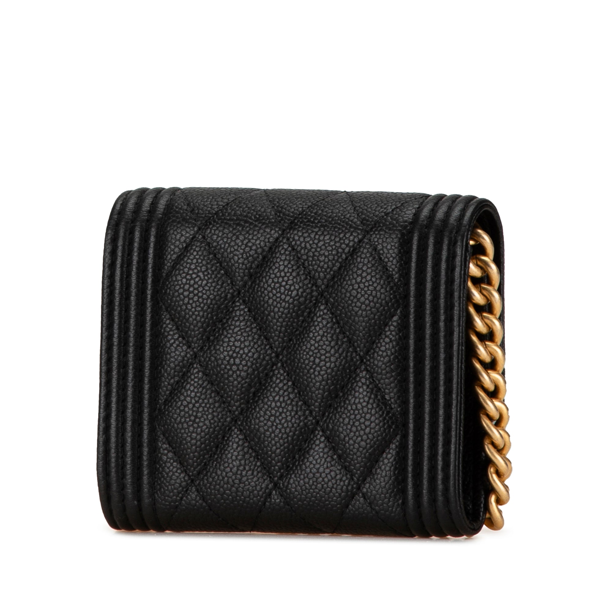 Chanel Quilted Caviar Boy Card Holder with Chain - image 2