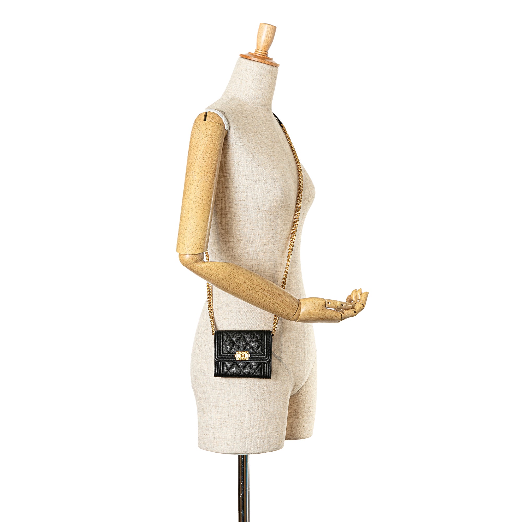 Chanel Quilted Caviar Boy Card Holder with Chain - image 8