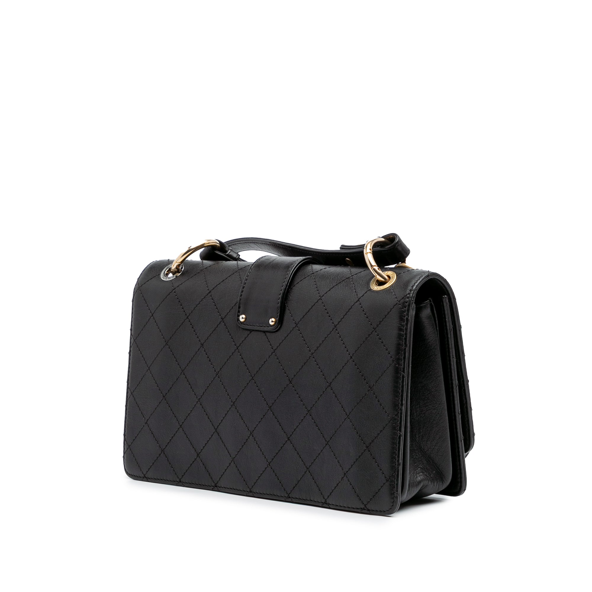 Chanel Quilted Calfskin Double Chain Top Handle Flap - image 2