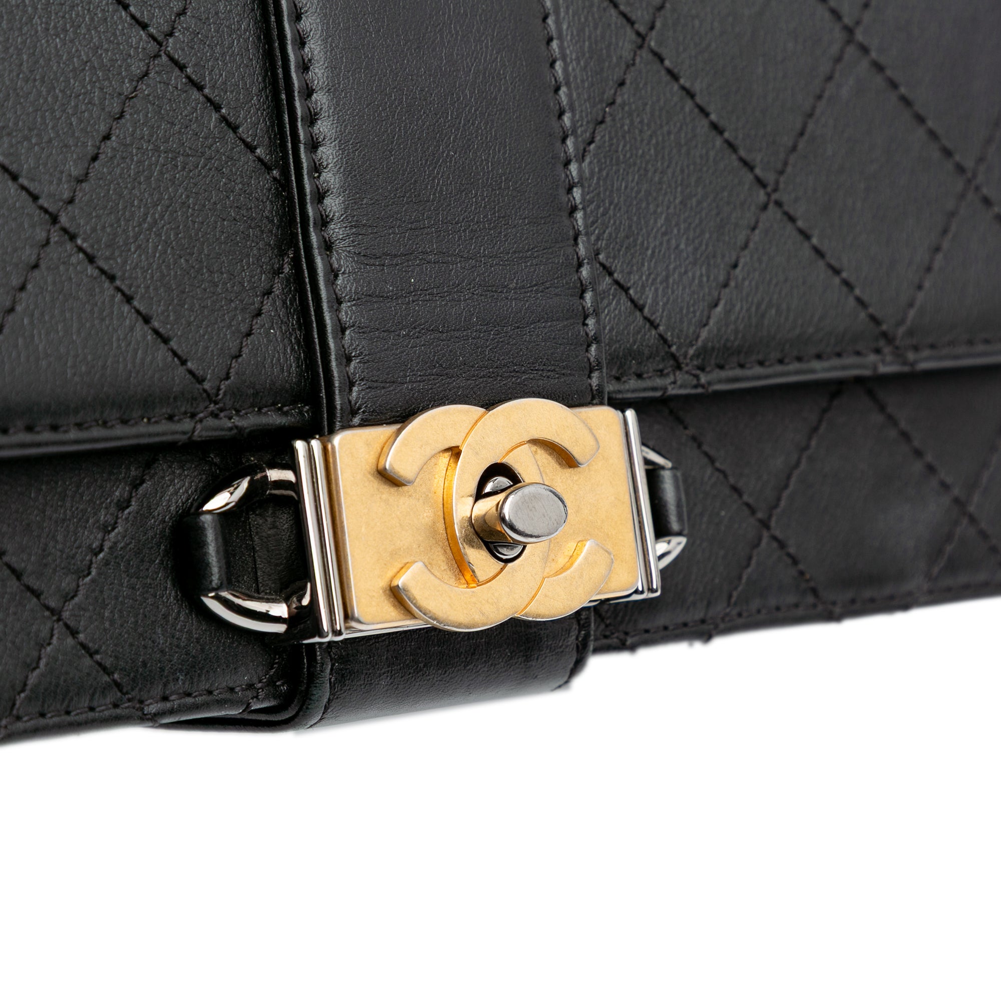 Chanel Quilted Calfskin Double Chain Top Handle Flap - image 8