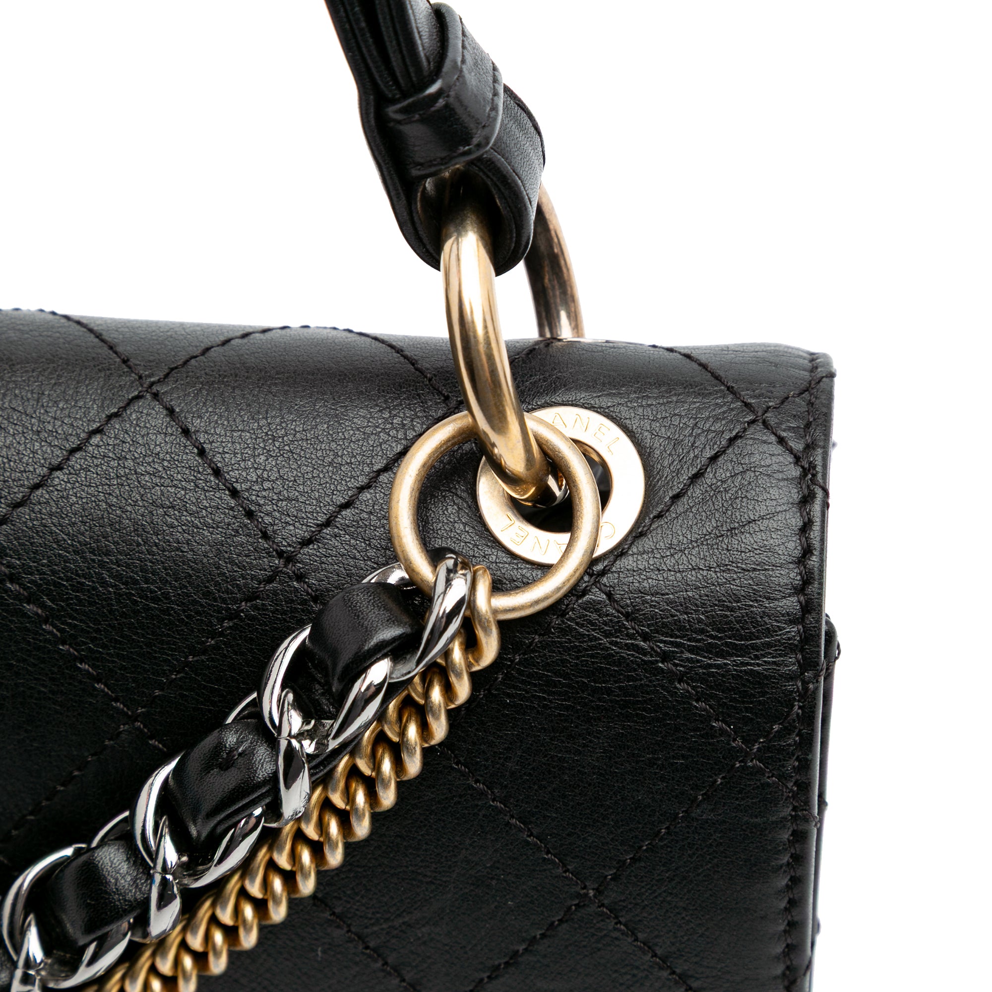 Chanel Quilted Calfskin Double Chain Top Handle Flap - image 9
