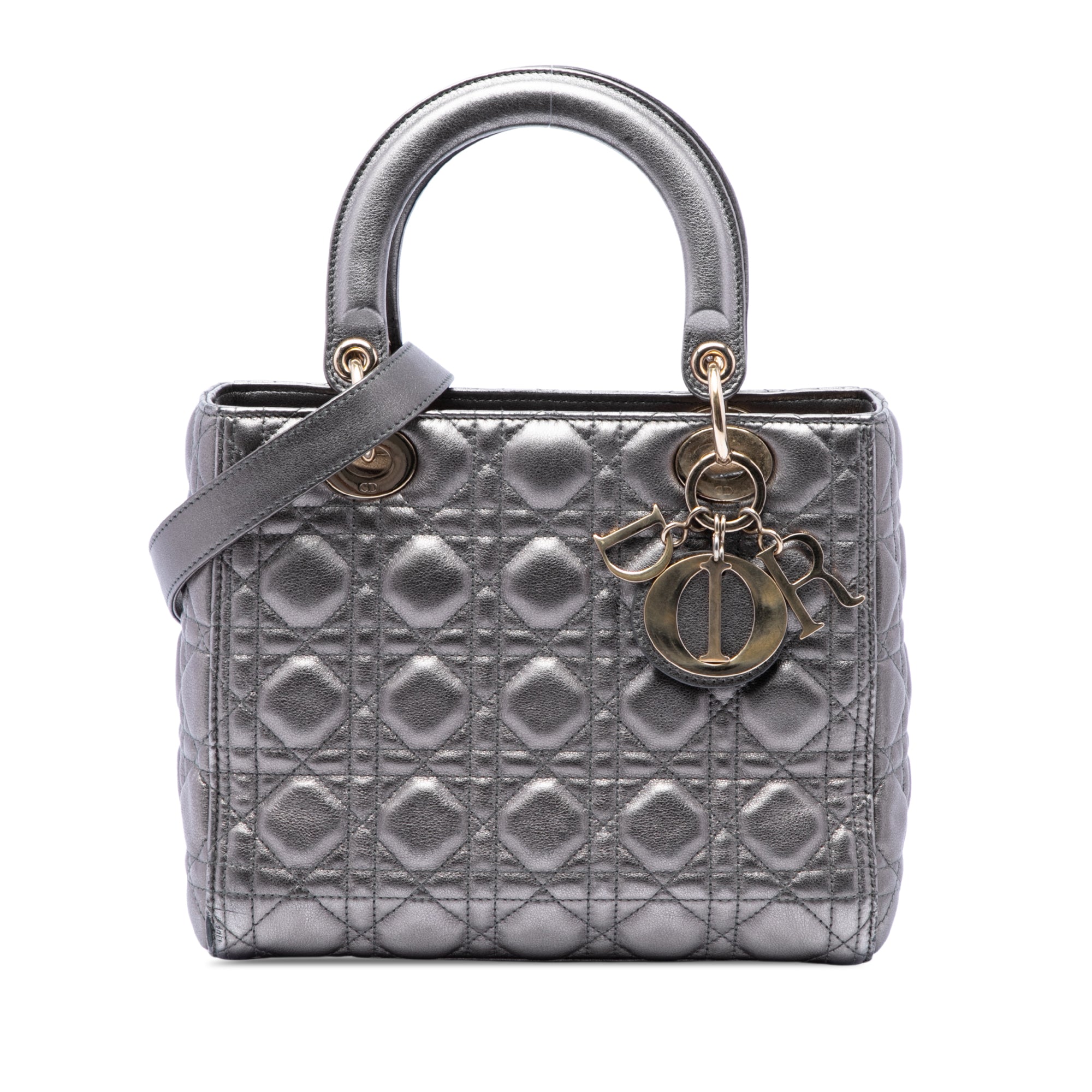 Dior Medium Metallic Lambskin Cannage Lady Dior - image 1