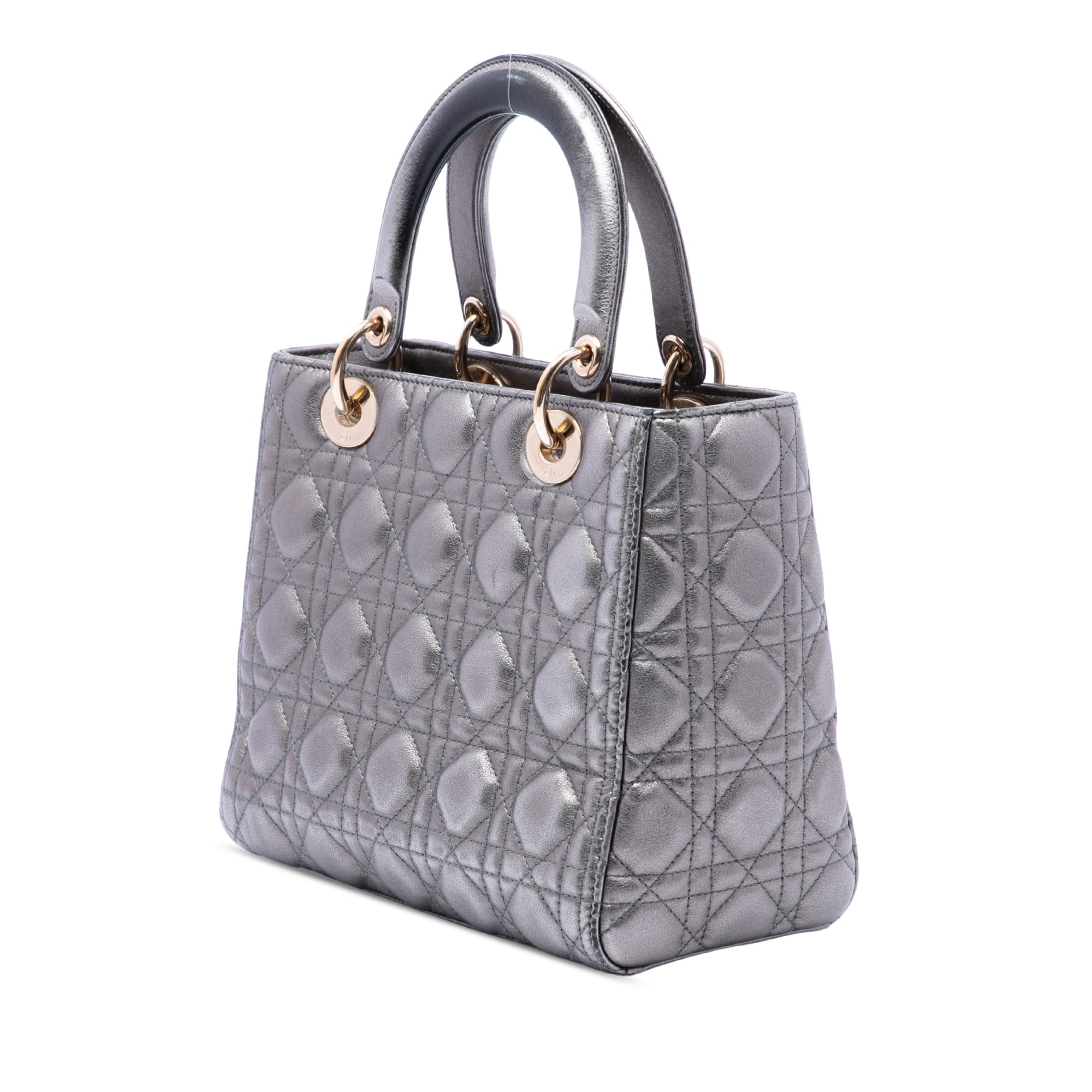 Dior Medium Metallic Lambskin Cannage Lady Dior - image 2