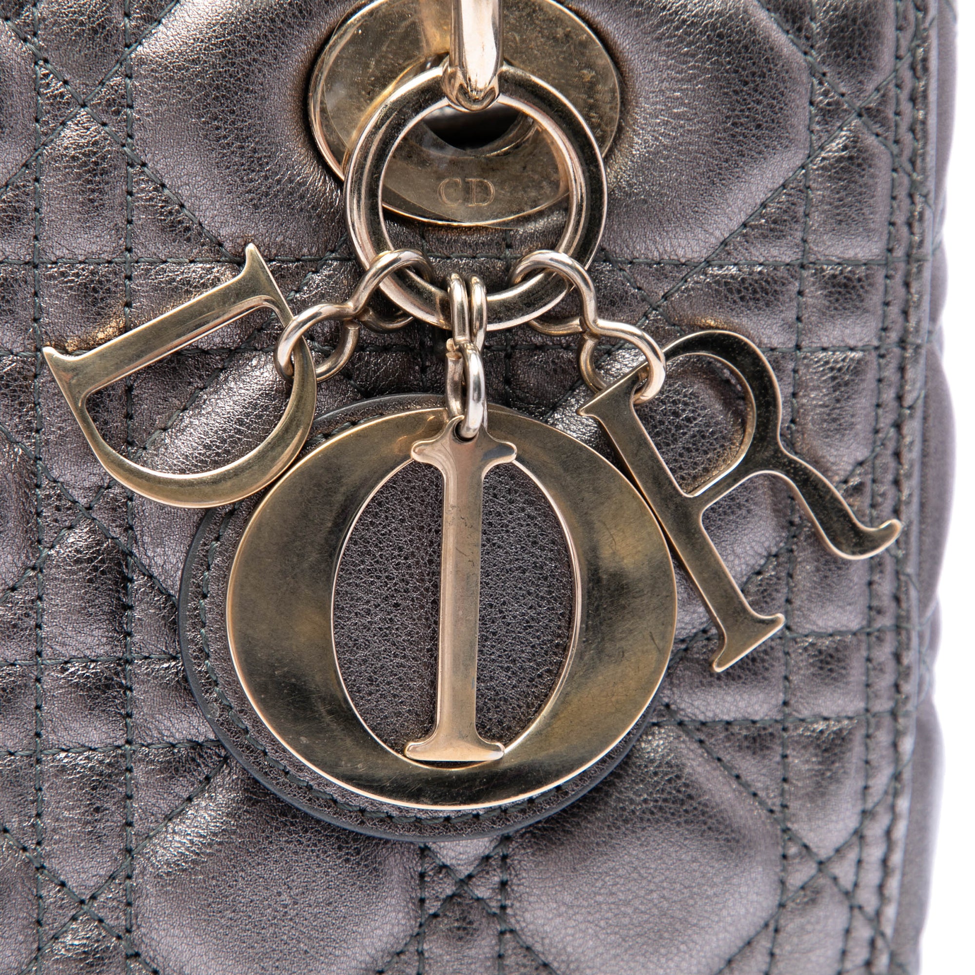 Dior Medium Metallic Lambskin Cannage Lady Dior - image 5