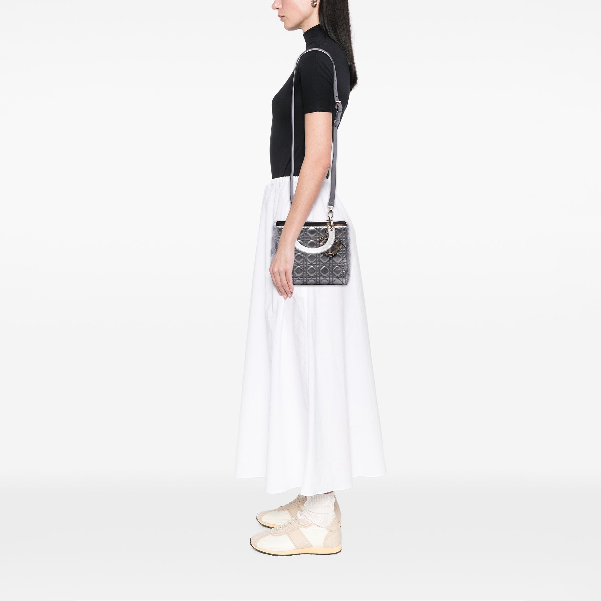 Dior Medium Metallic Lambskin Cannage Lady Dior - image 6