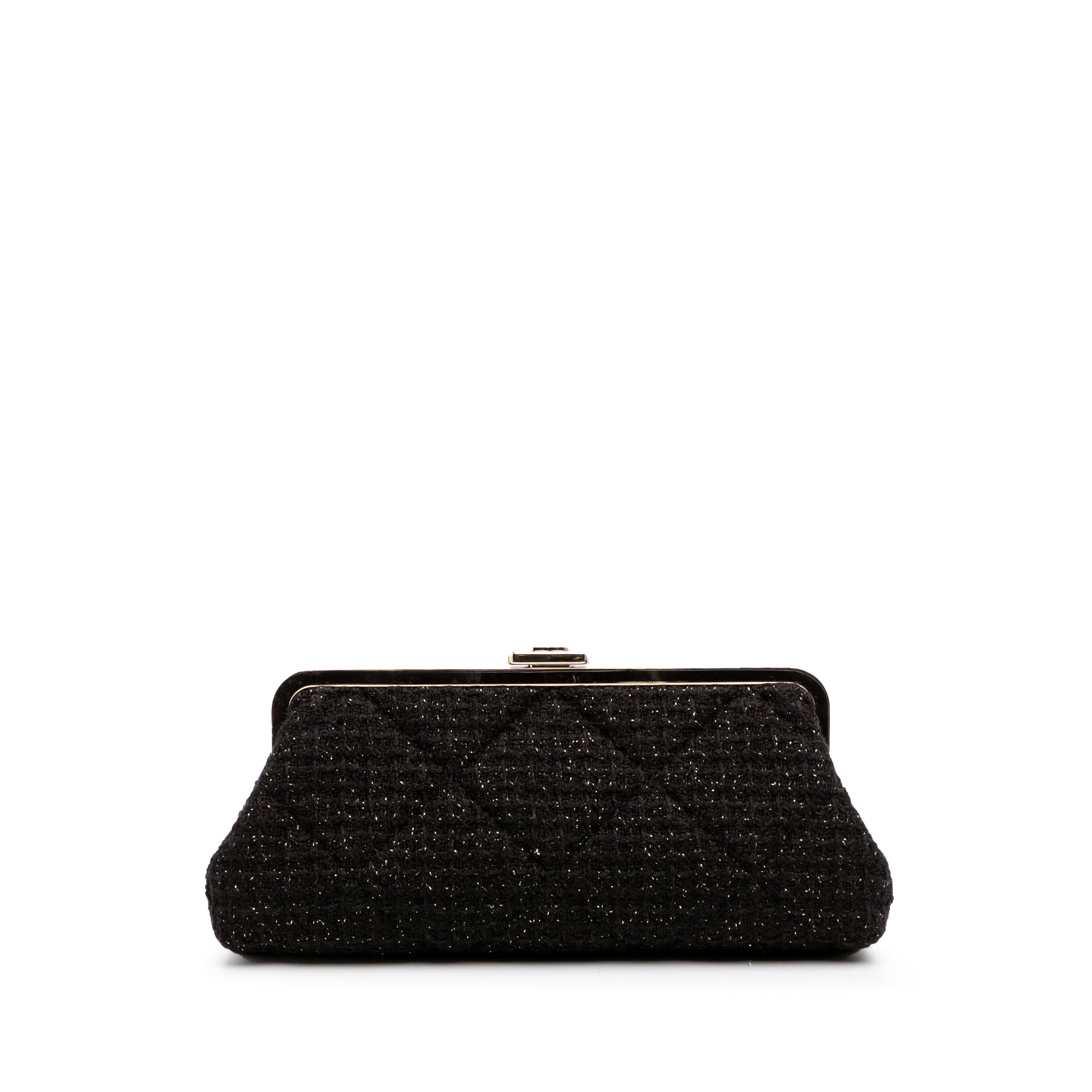 Chanel Quilted Tweed Kisslock Clutch - image 1
