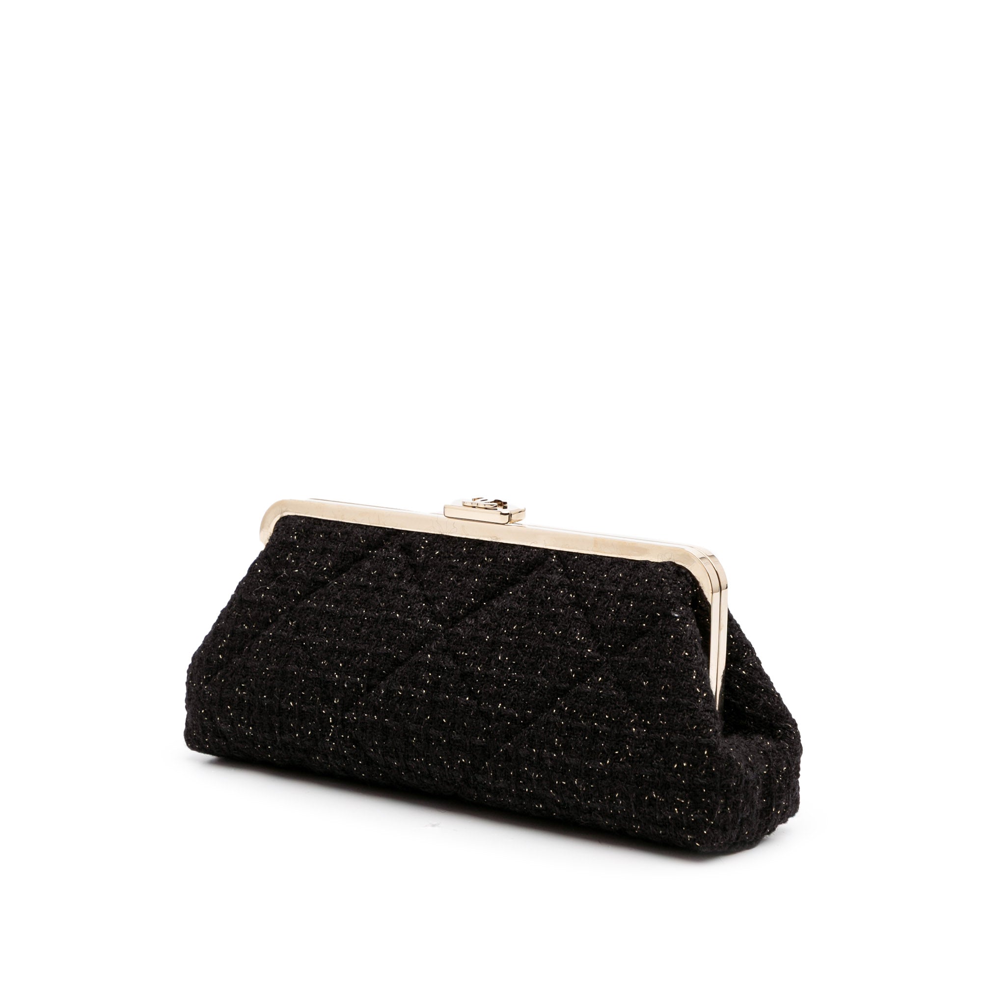 Chanel Quilted Tweed Kisslock Clutch - image 2