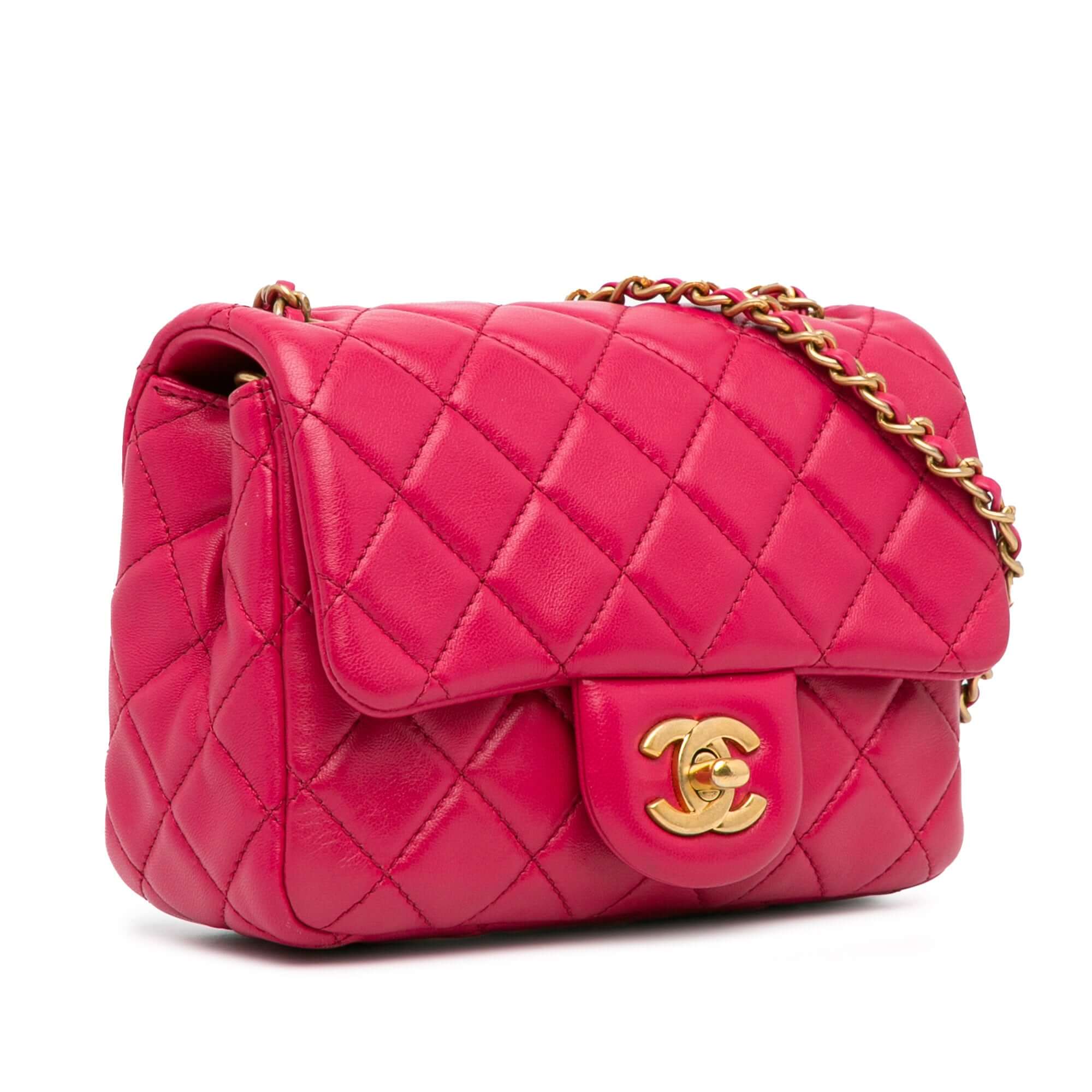 Chanel Mini Square Classic Lambskin Pearl Crush Single Flap