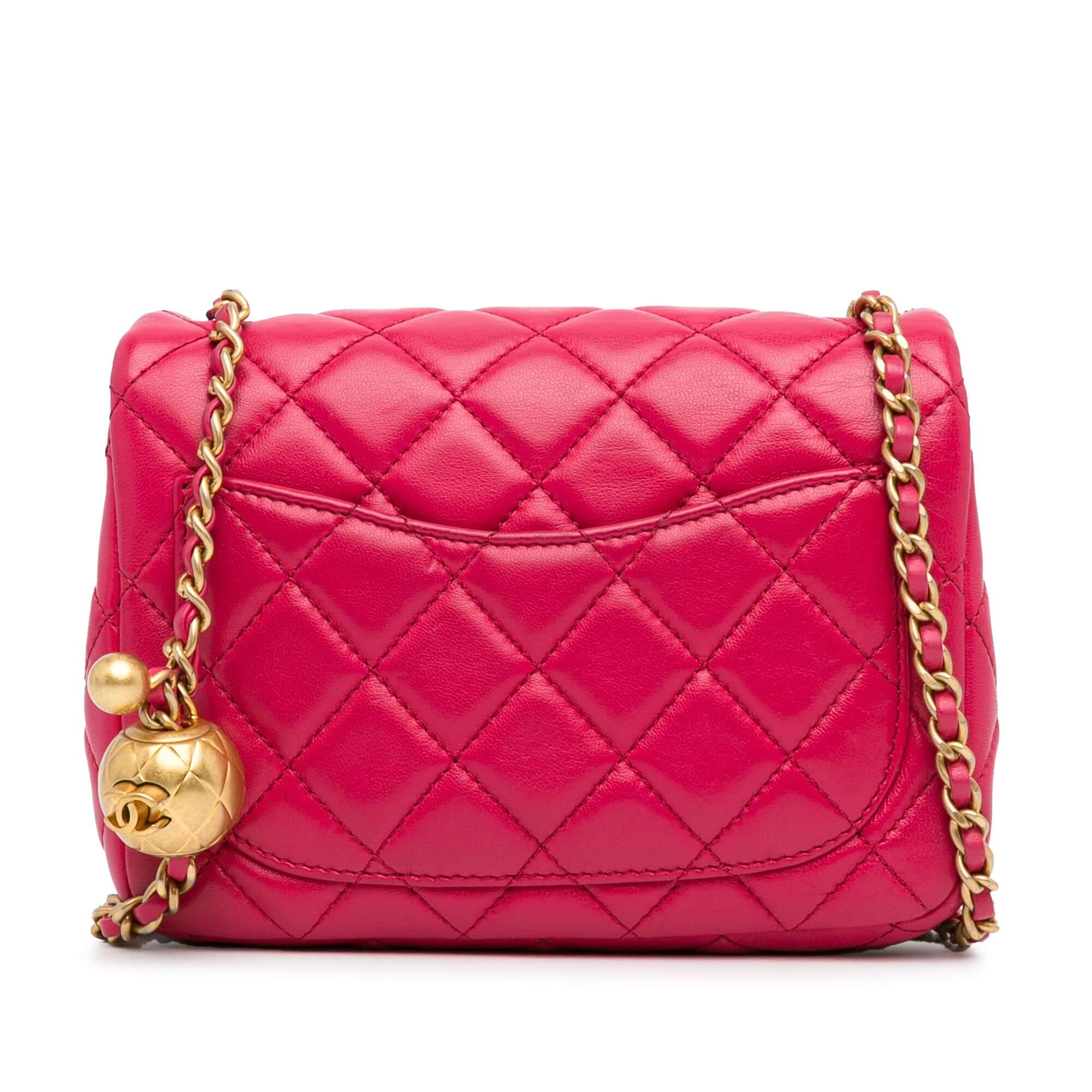 Chanel Mini Square Classic Lambskin Pearl Crush Single Flap