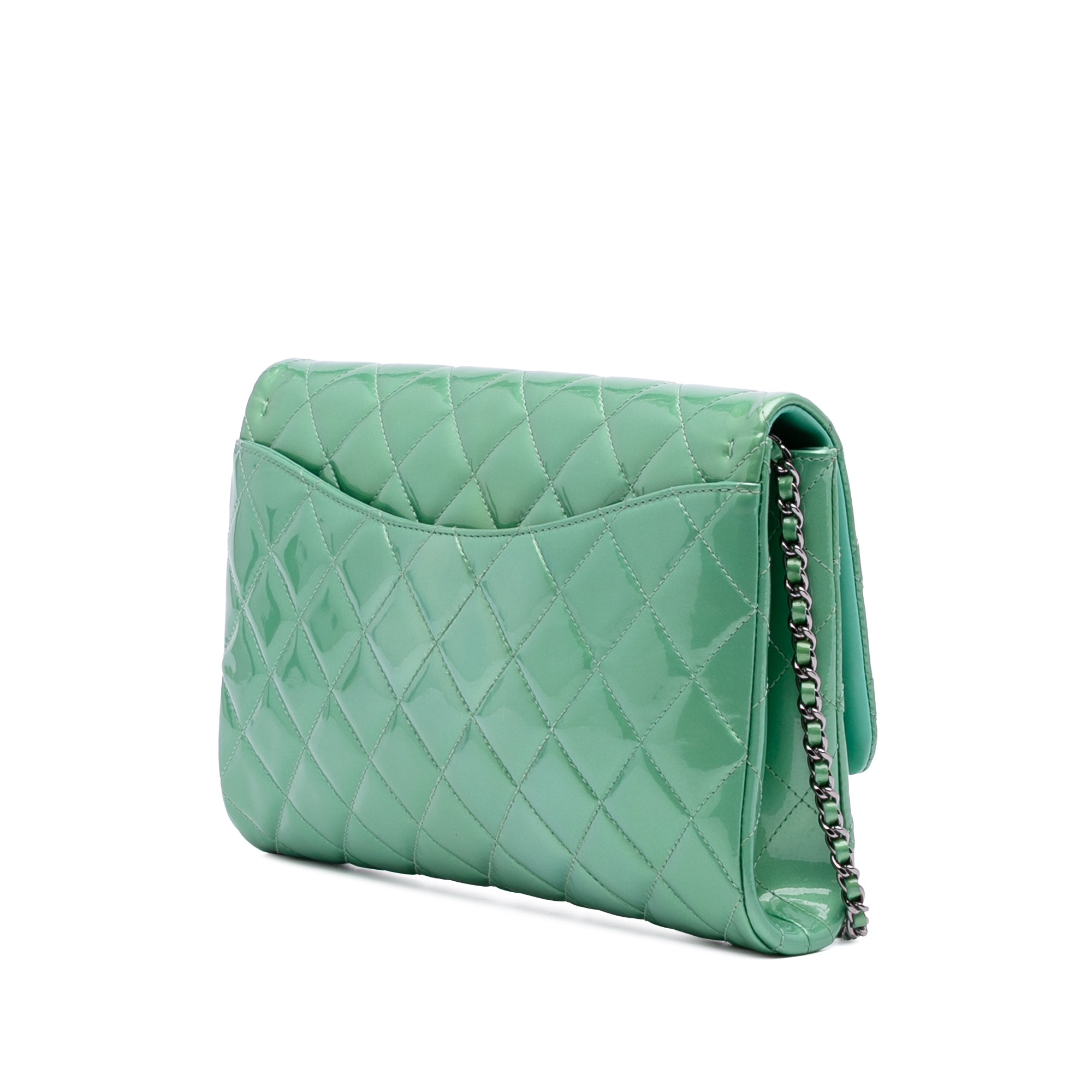 Chanel Quilted Patent New Clutch on Chain - image 2