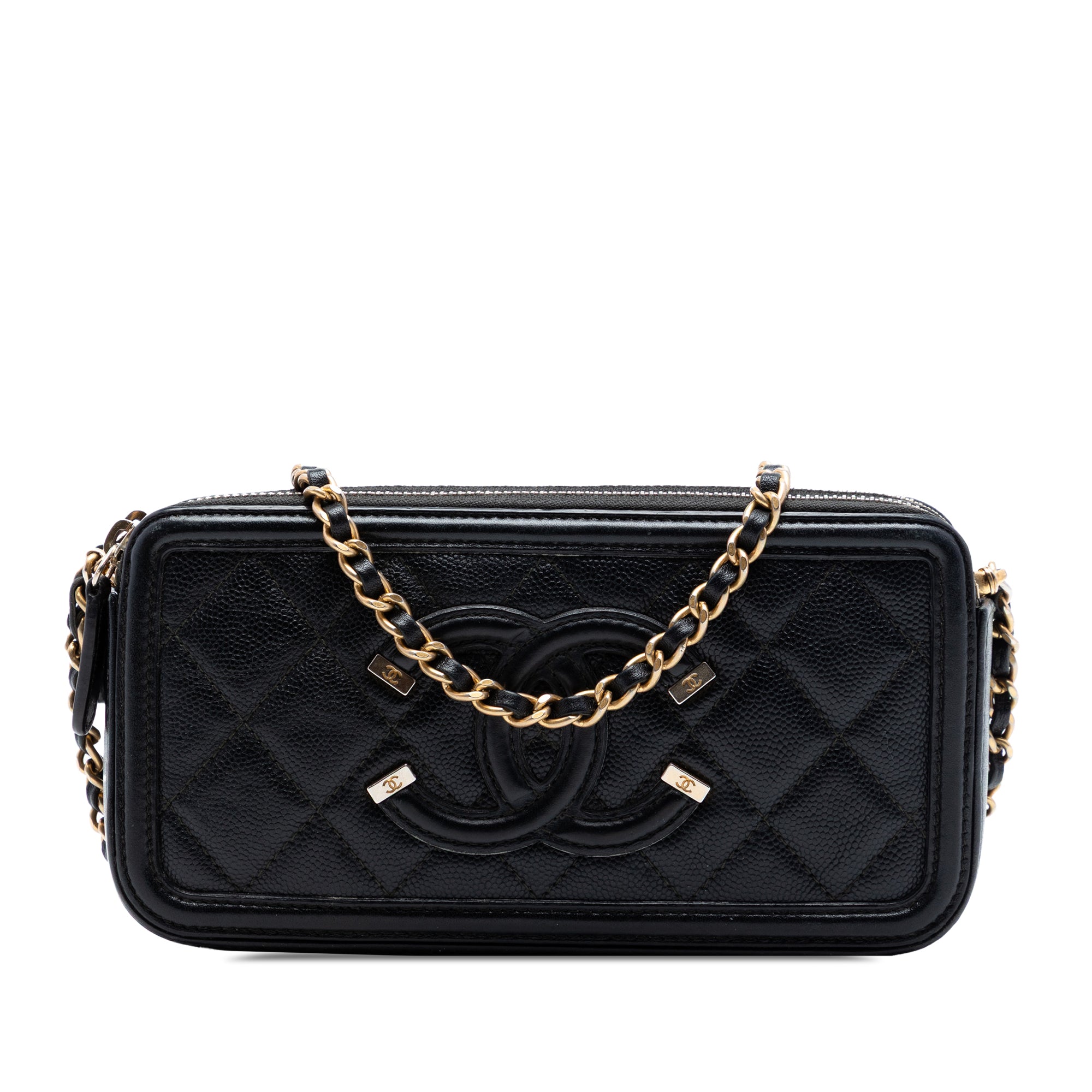 Chanel Caviar CC Filigree Clutch with Chain - image 1