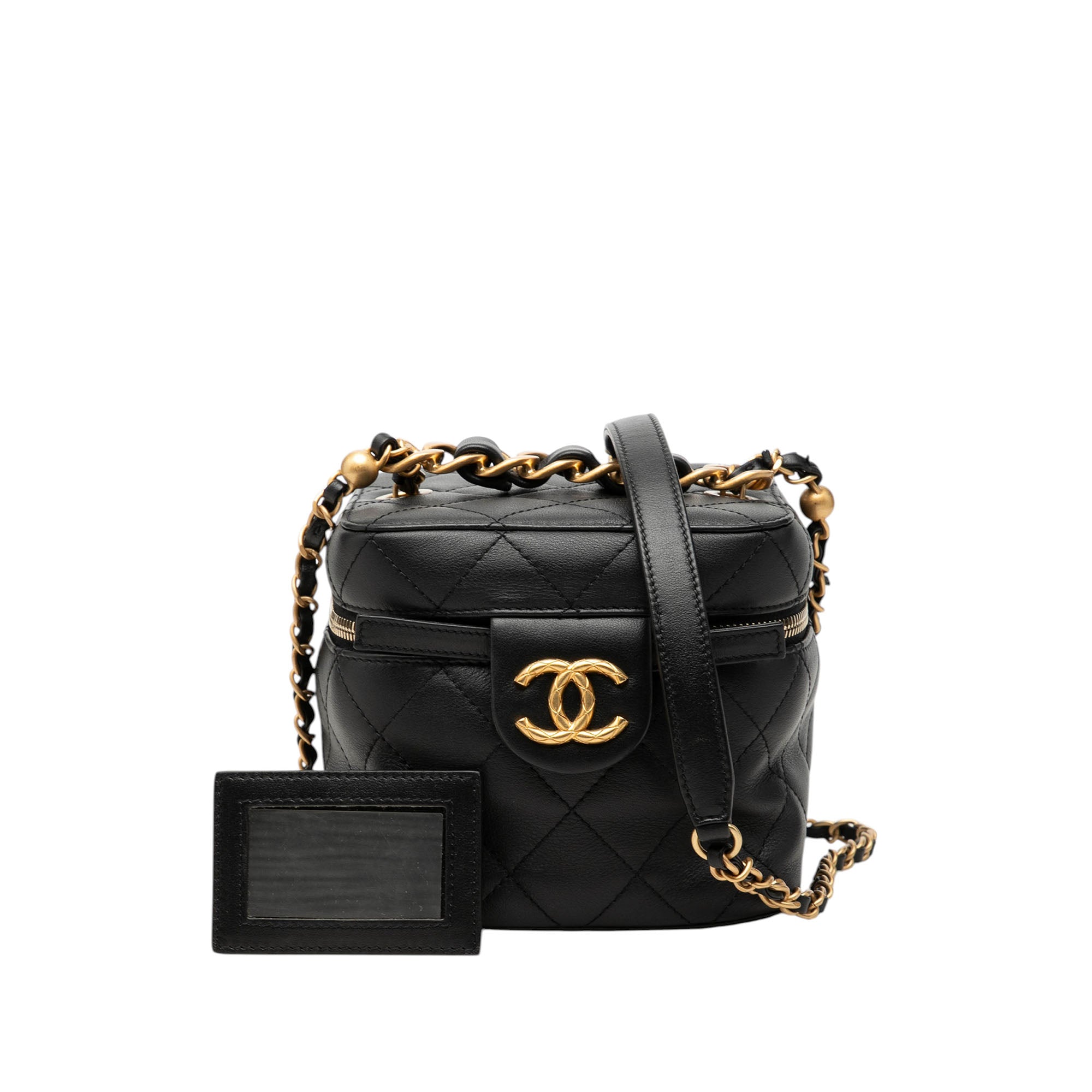 Chanel Small Quilted Calfskin Chain Bar Vanity Case with Chain - image 8