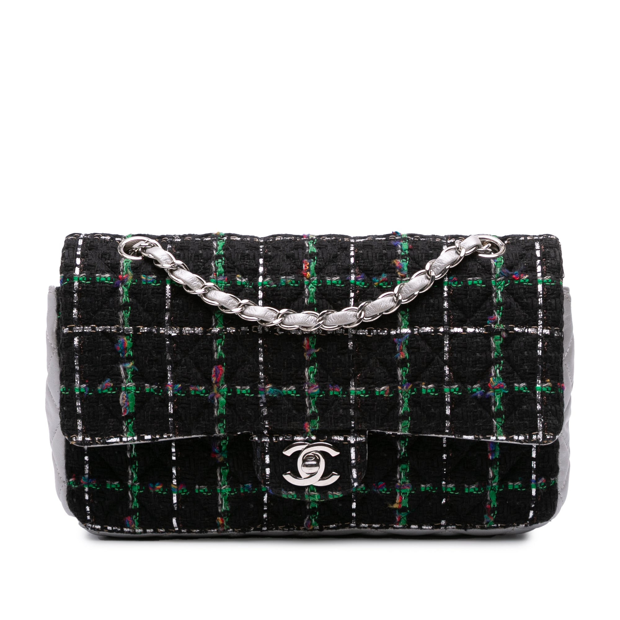 Chanel Medium Classic Quilted Tweed and Metallic Lambskin Double Flap - image 1