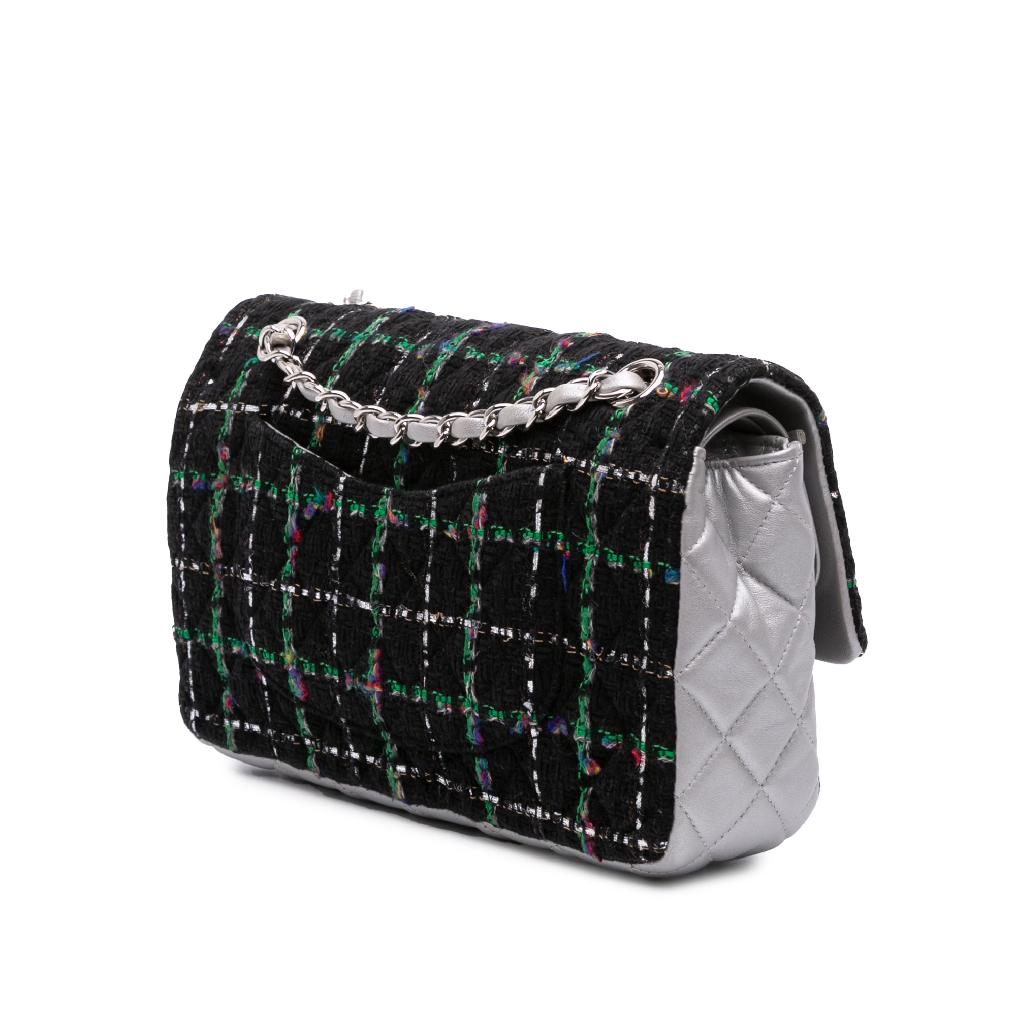Chanel Medium Classic Quilted Tweed and Metallic Lambskin Double Flap - image 2